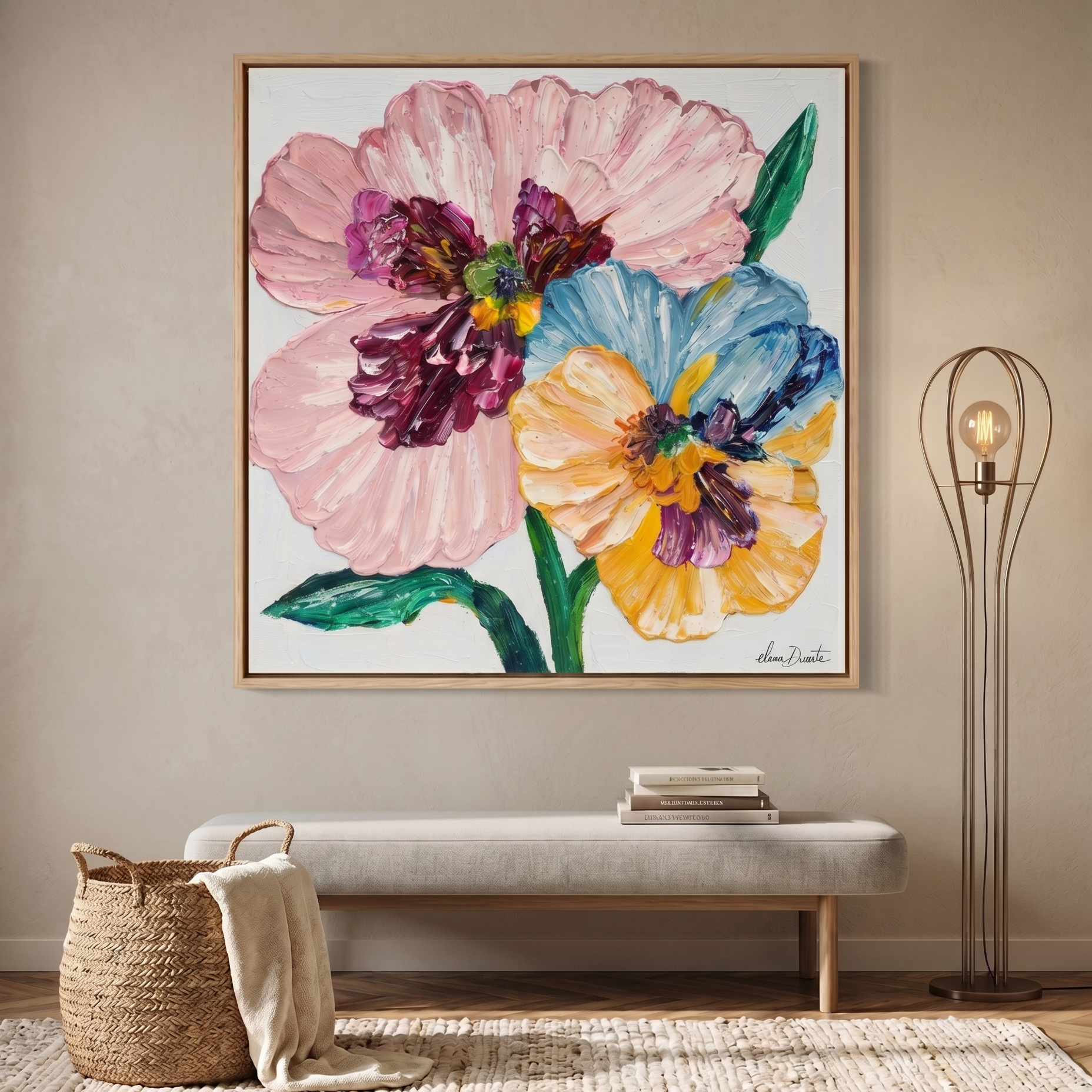 Whimsical Petals - Original Impasto Painting by Elena Duarte