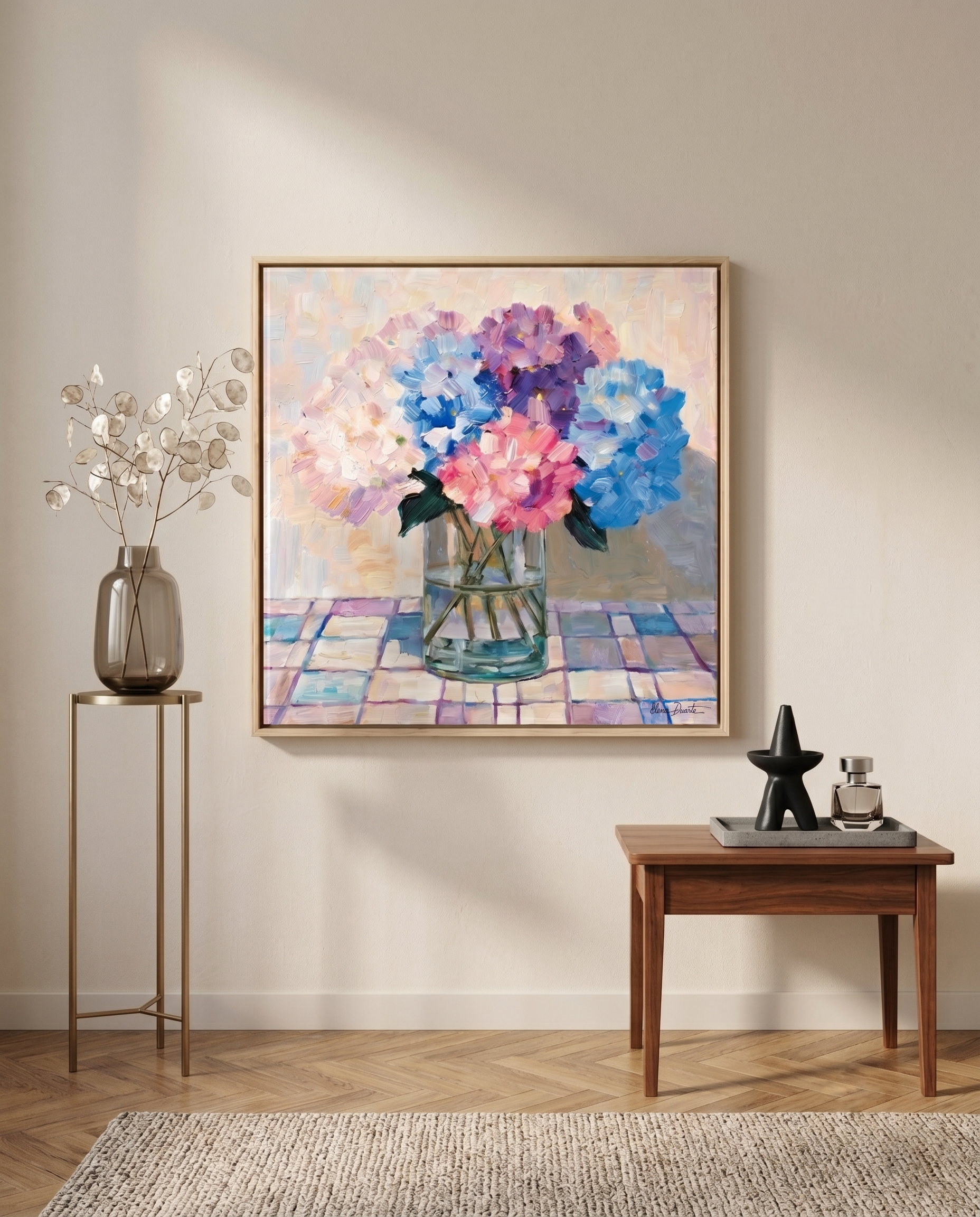 Hydrangea Harmony — Original Impasto Painting by Elena Duarte