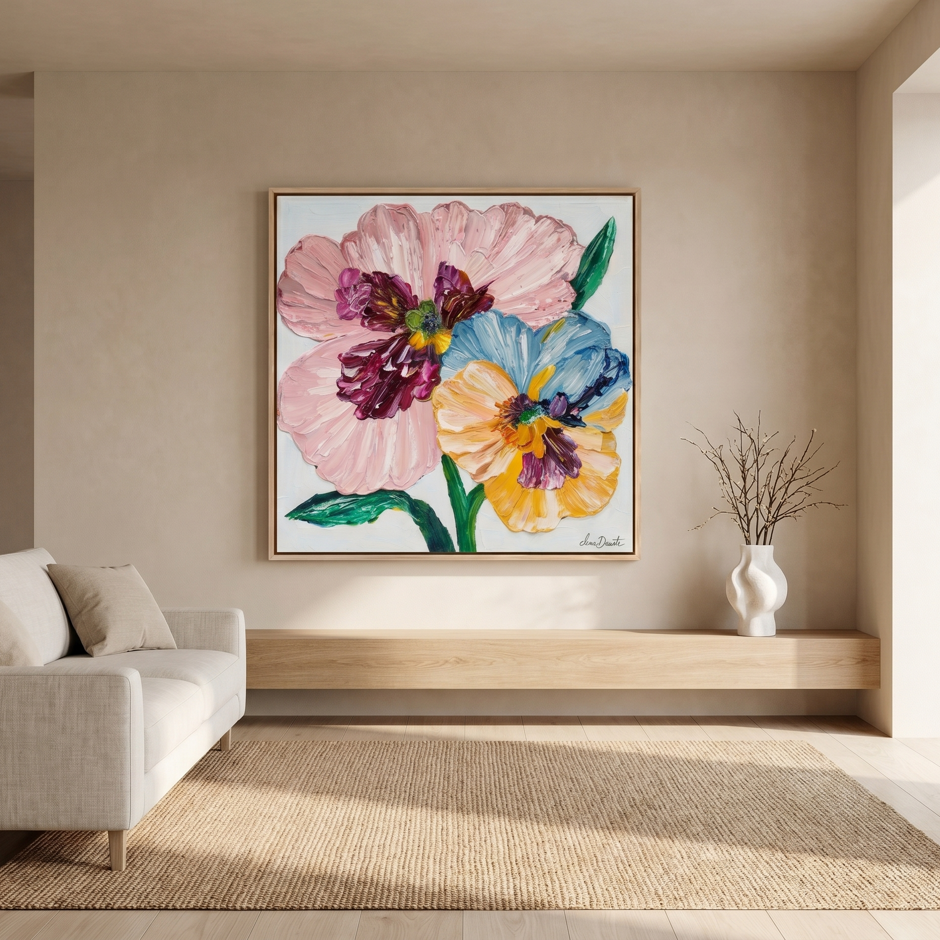 Whimsical Petals - Original Impasto Painting by Elena Duarte