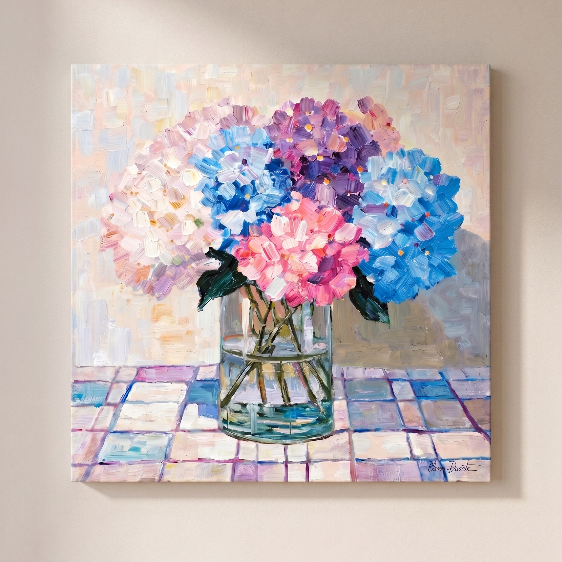 Hydrangea Harmony — Original Impasto Painting by Elena Duarte