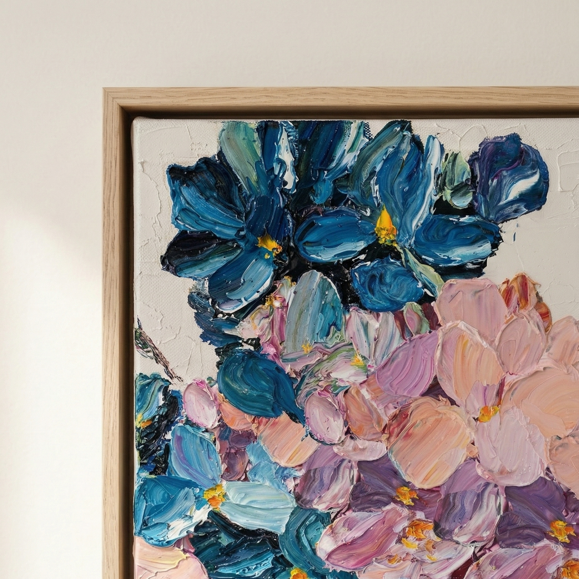Azure & Roseate Clusters — Original Impasto Painting by Elena Duarte