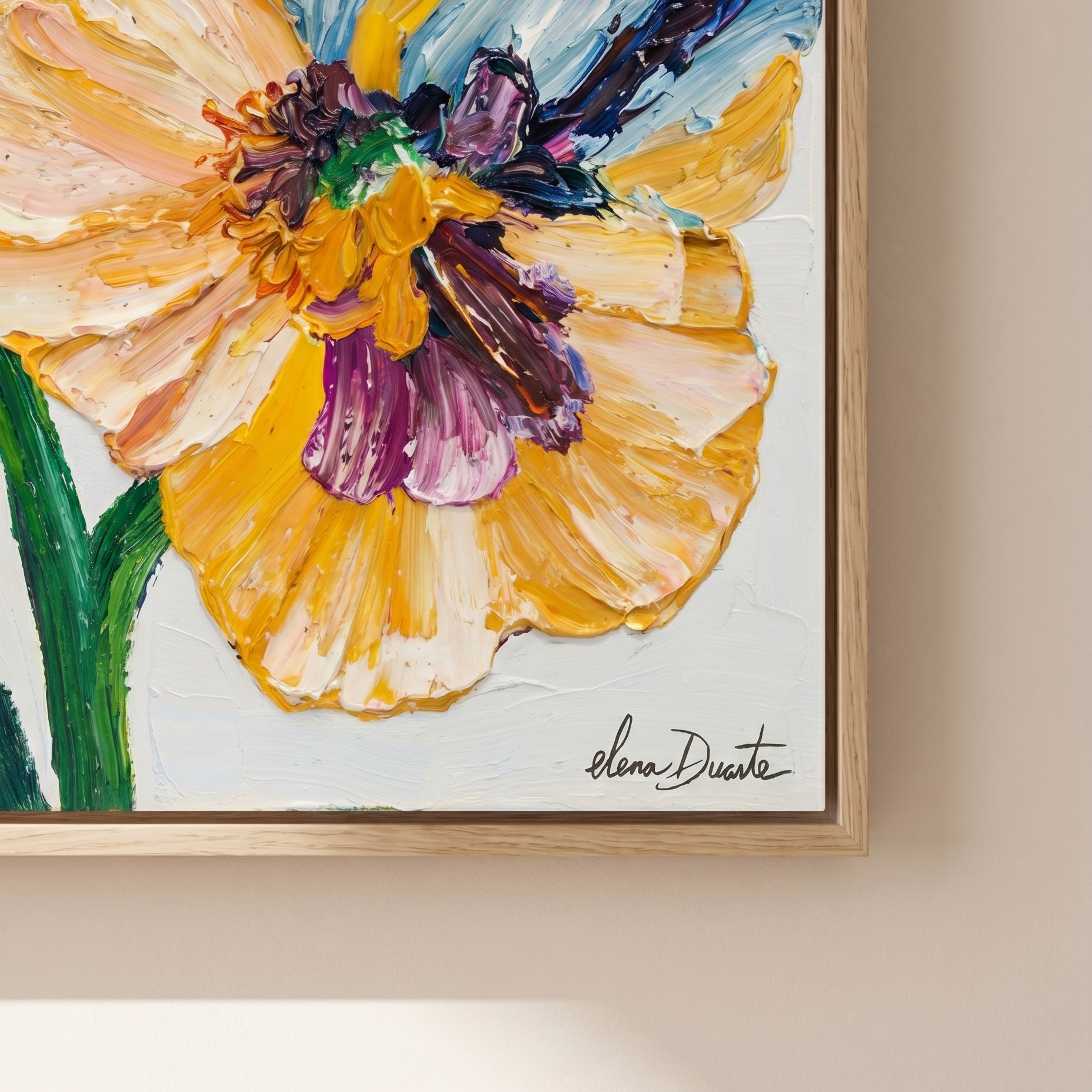 Whimsical Petals - Original Impasto Painting by Elena Duarte