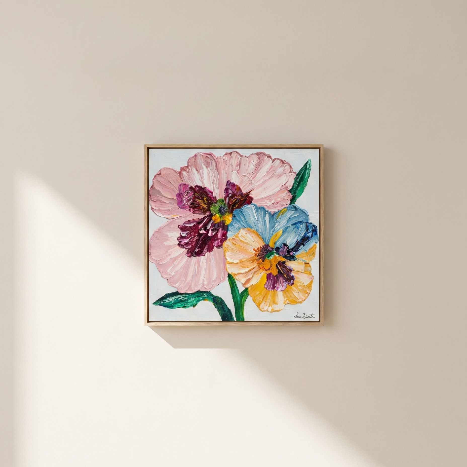 Whimsical Petals - Original Impasto Painting by Elena Duarte