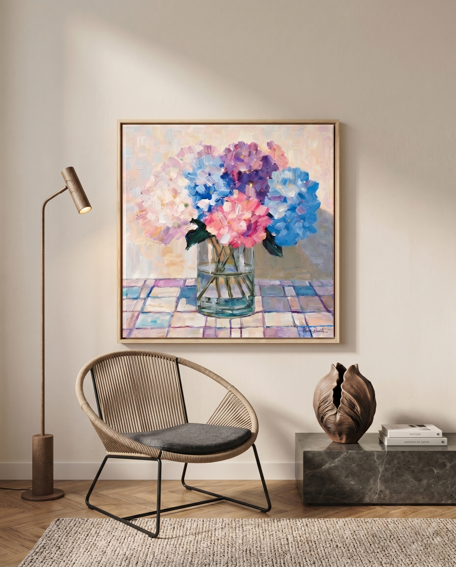 Hydrangea Harmony — Original Impasto Painting by Elena Duarte
