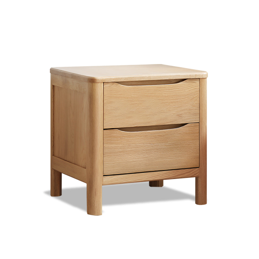 Niva Solid Oak Wood Bedside Table 2 Drawers