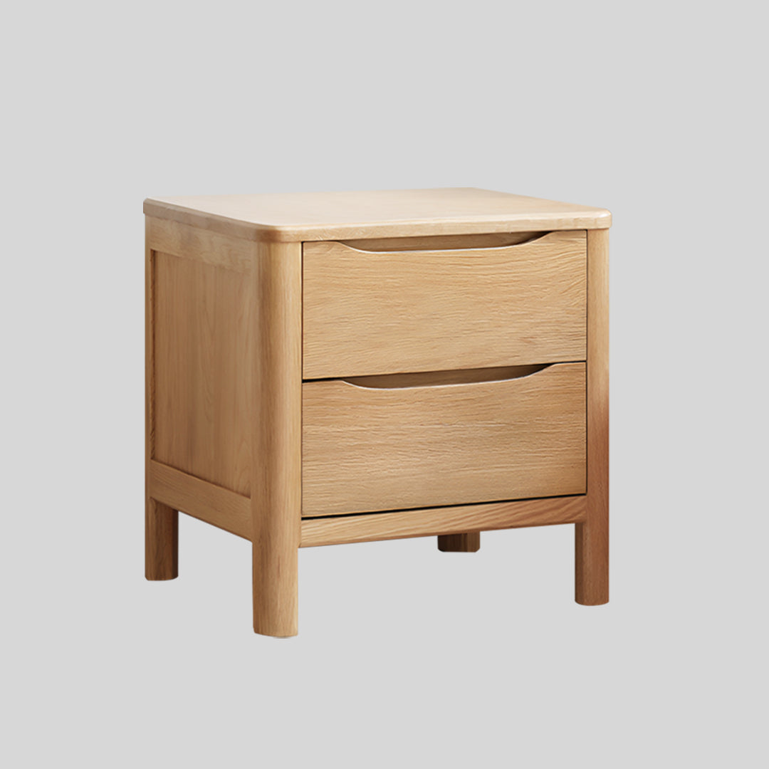 Niva Solid Oak Wood Bedside Table 2 Drawers