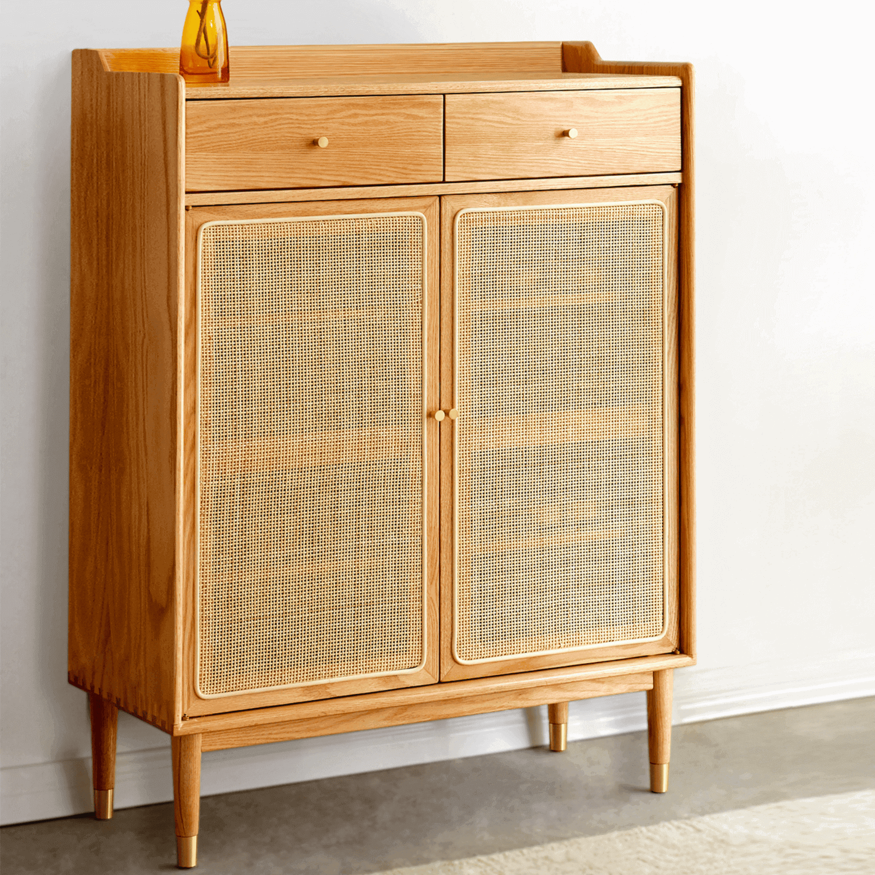 Svalbard Solid Oak 2 Door Shoe Cabinet with Drawers