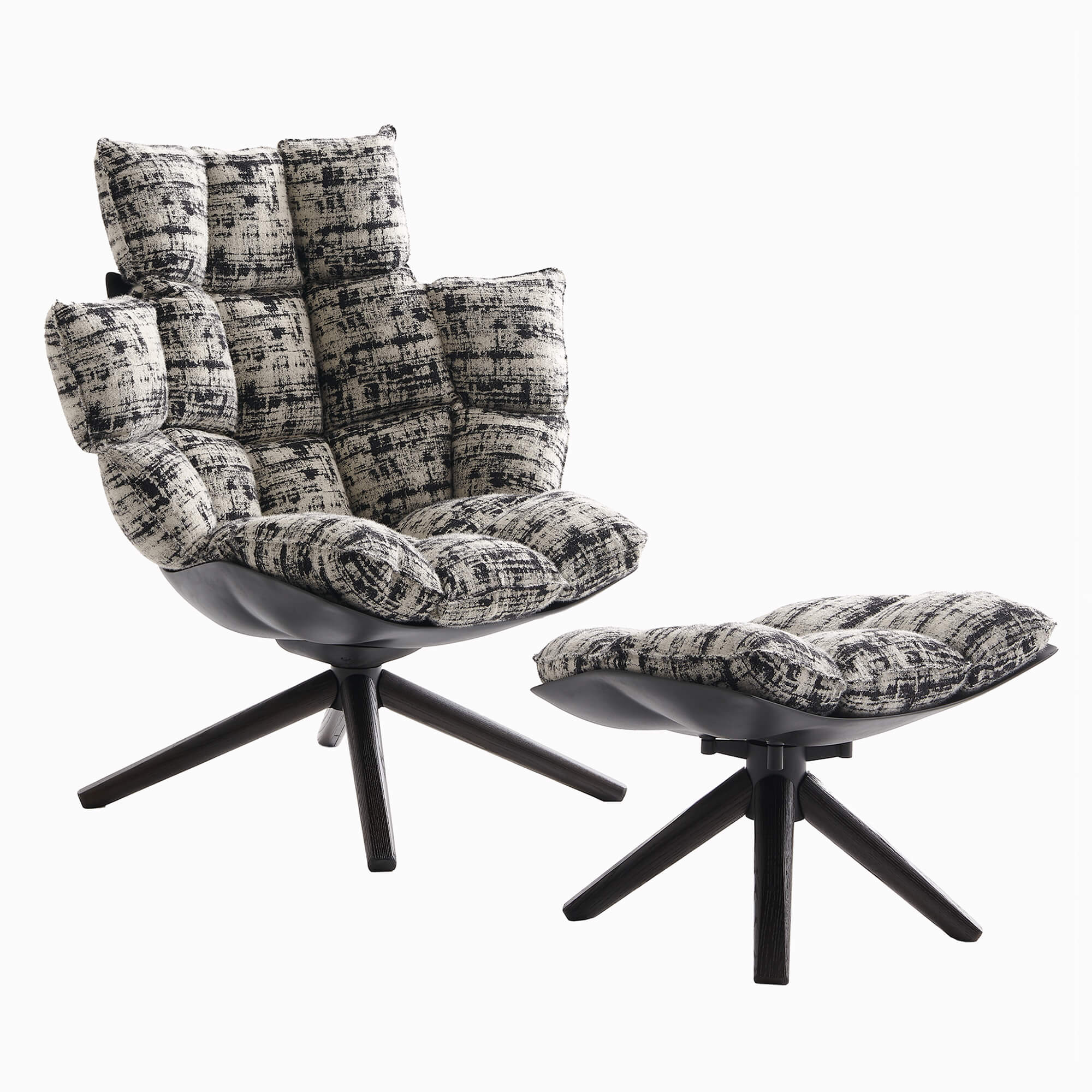 Kiruna Lounge Chair and Foot Stool Set | Replica Husk Chair
