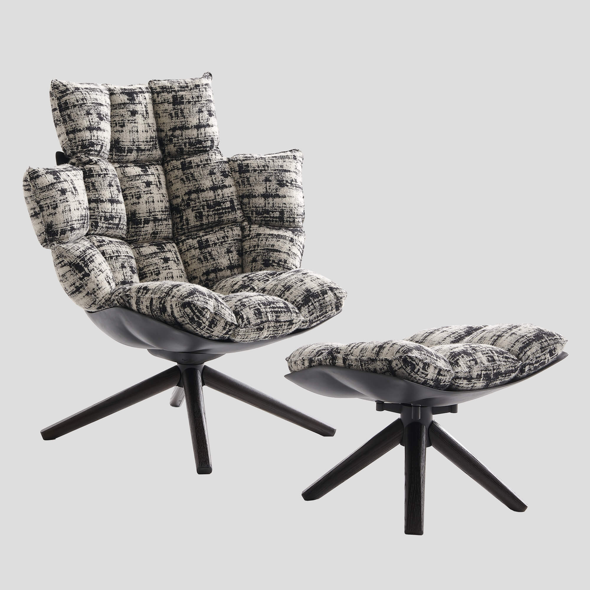 Kiruna Lounge Chair and Foot Stool Set Replica Husk Chair