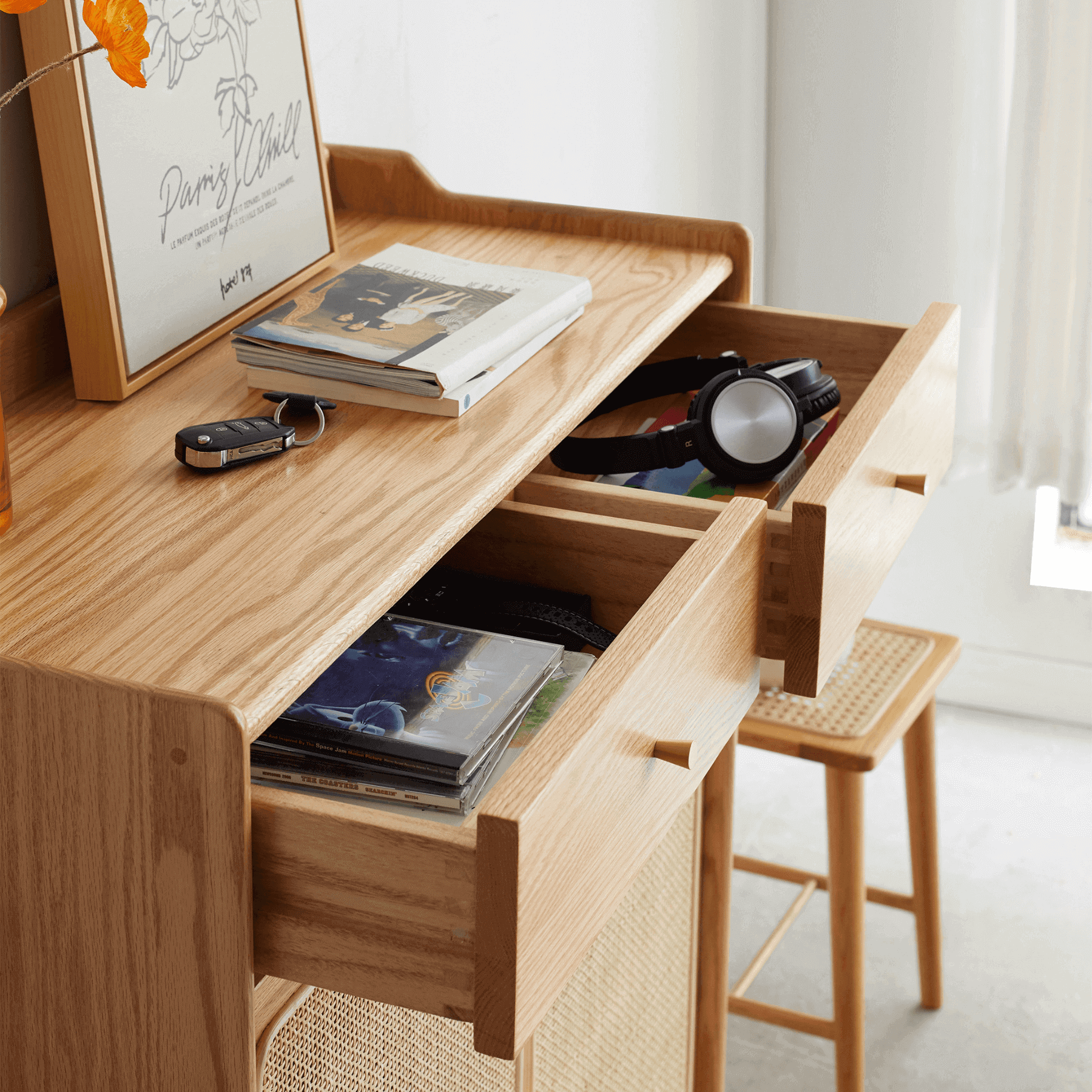 Svalbard Solid Oak 2 Door Shoe Cabinet with Drawers