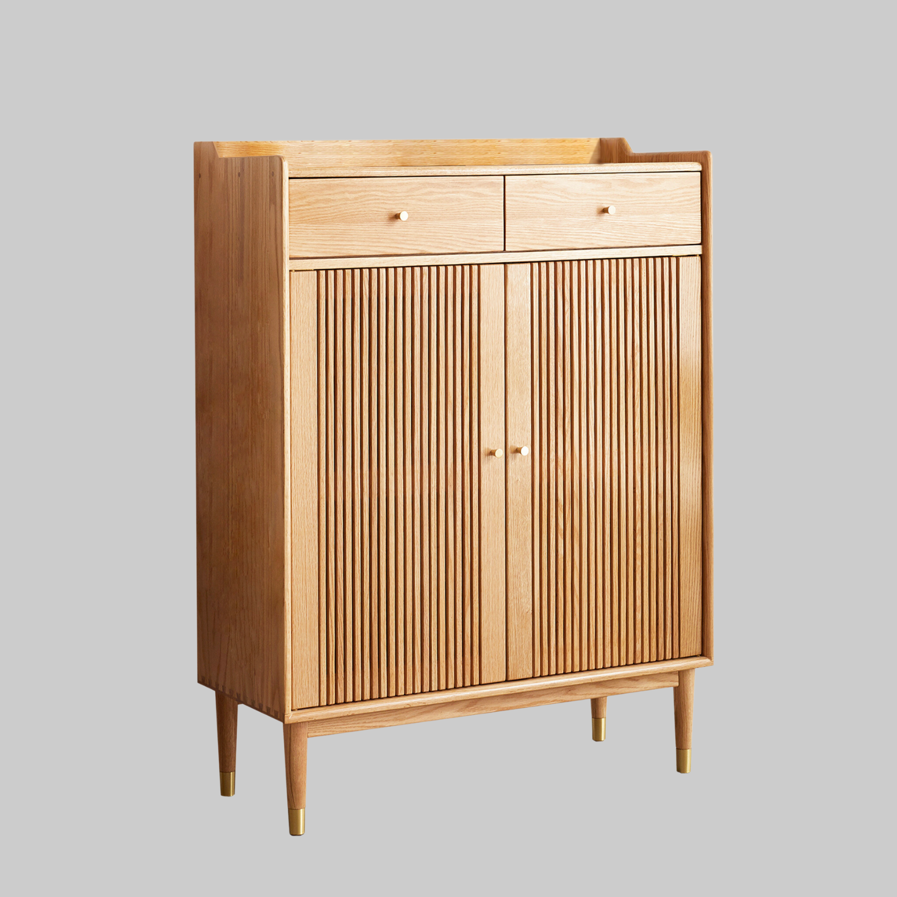 Tromso 2 Door Oak Wood Shoe Cabinet