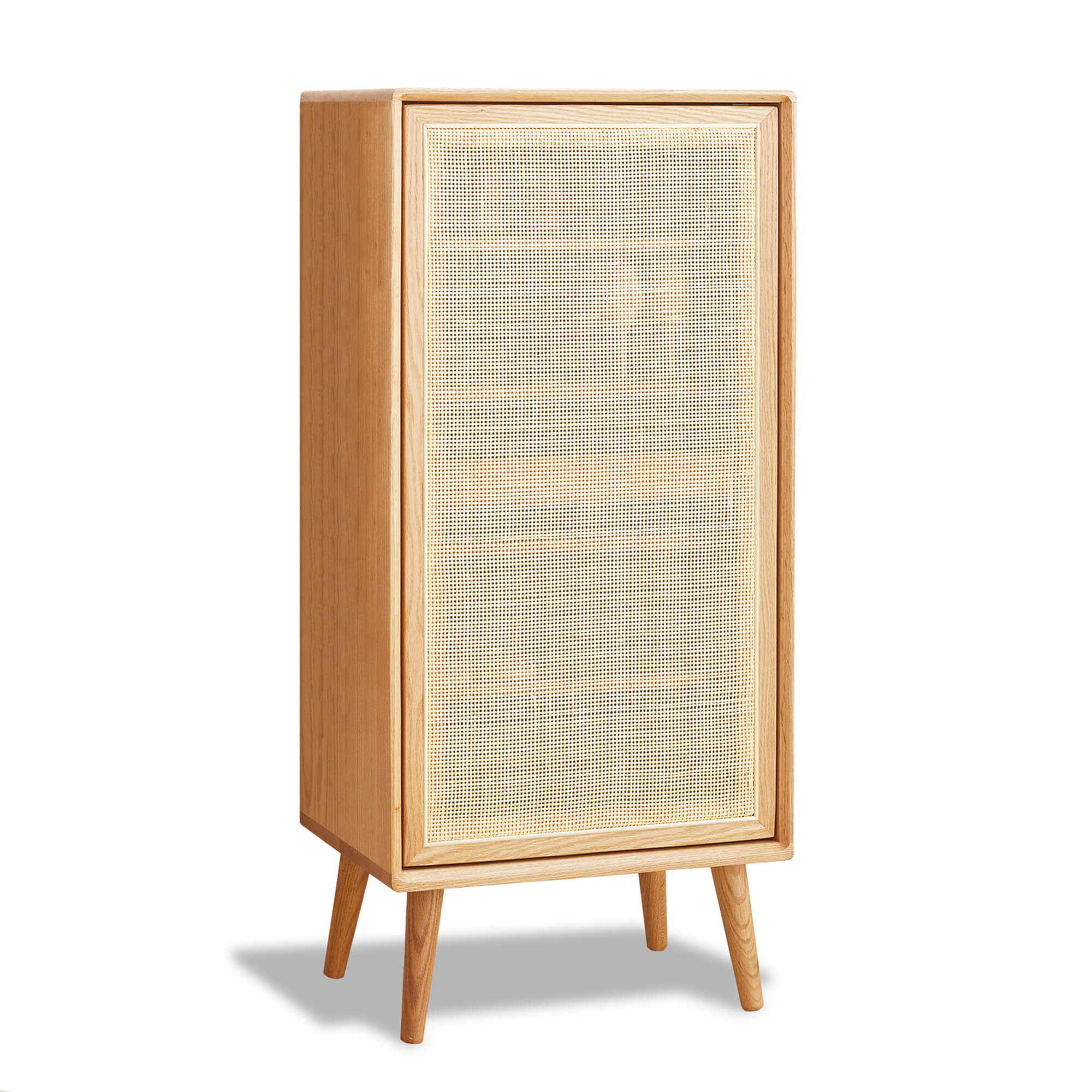 Reine Solid Oak Wood and Rattan Shoe Cabinet