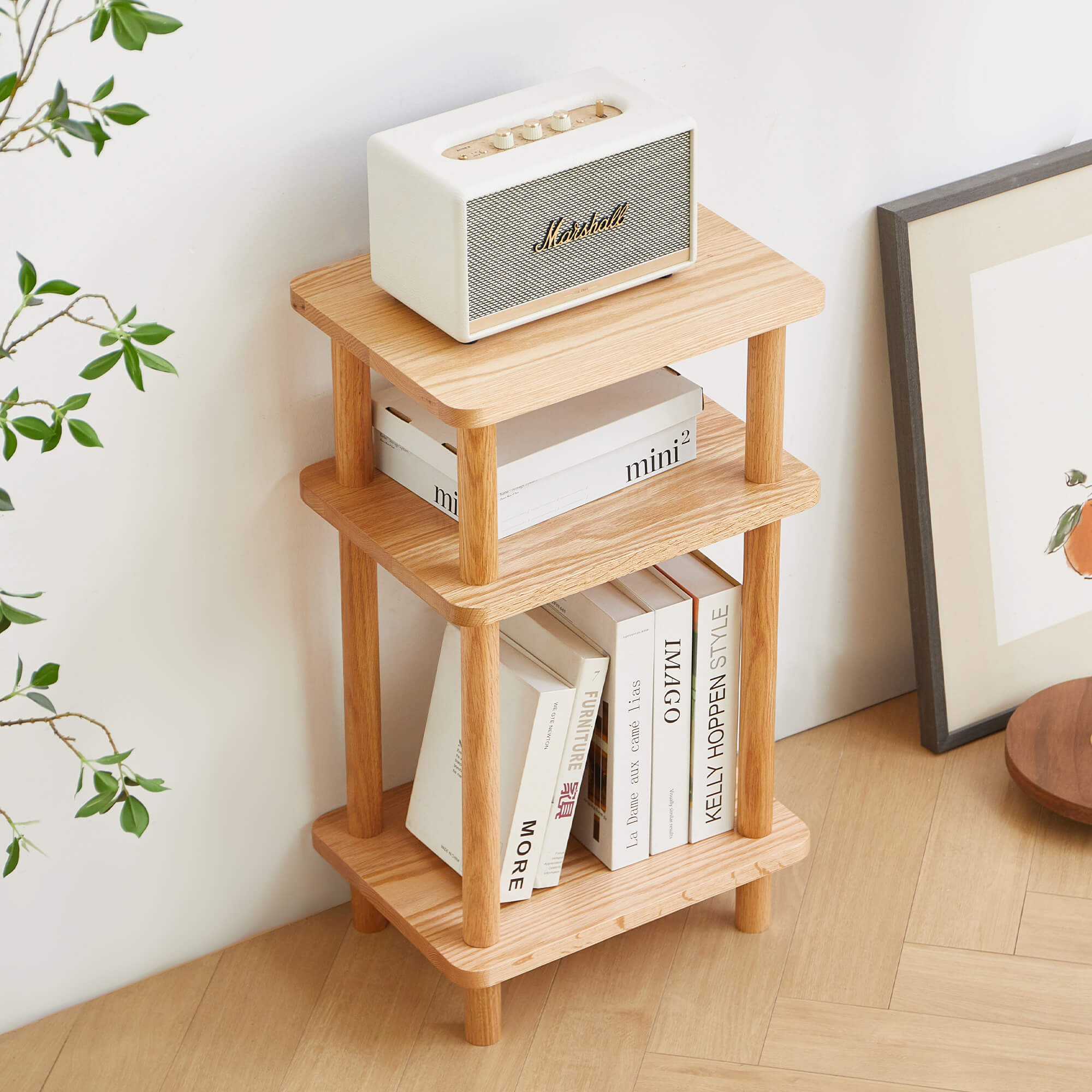Ribe 3 Tier Solid Oak Tall Display Rack