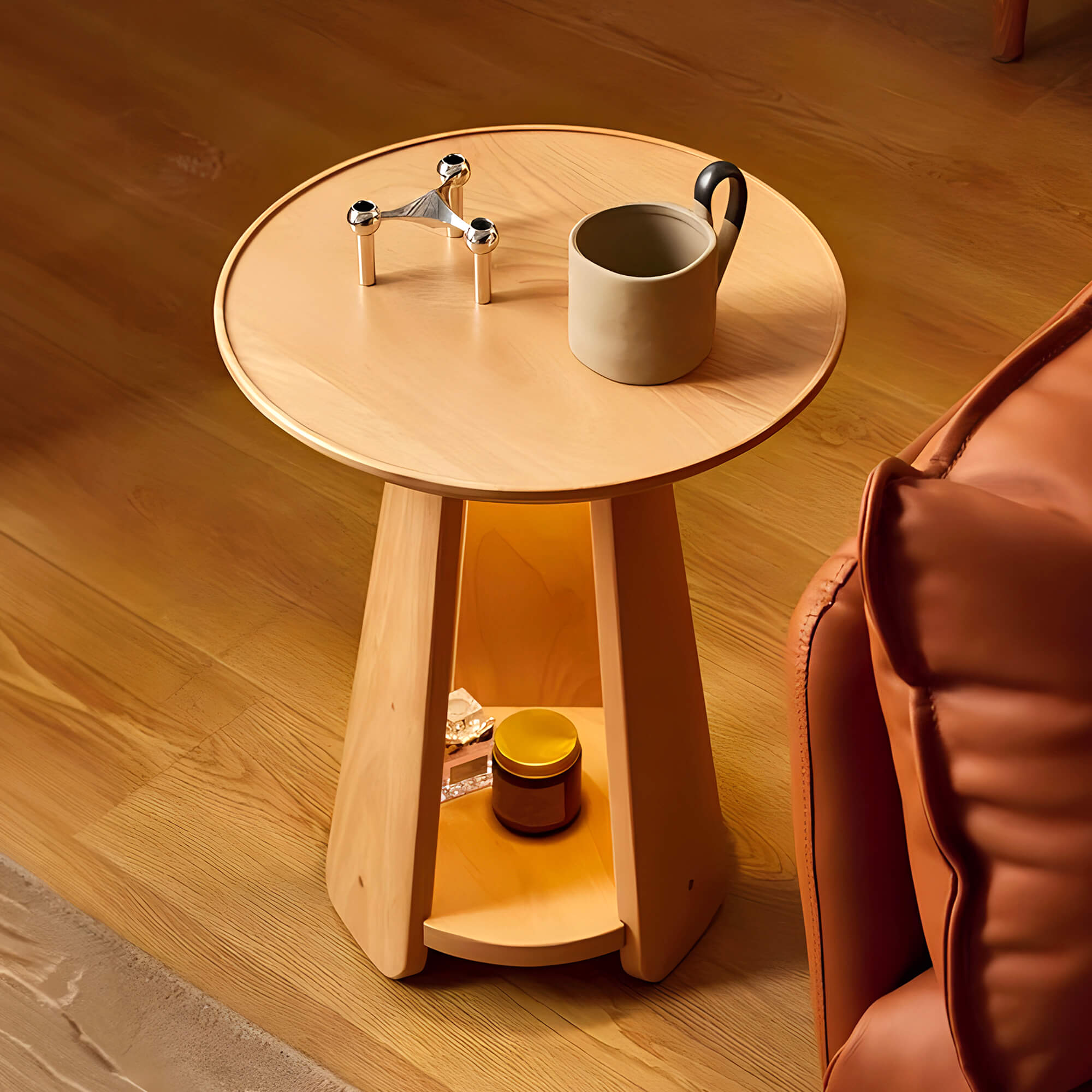 Esbjerg Solid Beechwood Side Table with LED Light