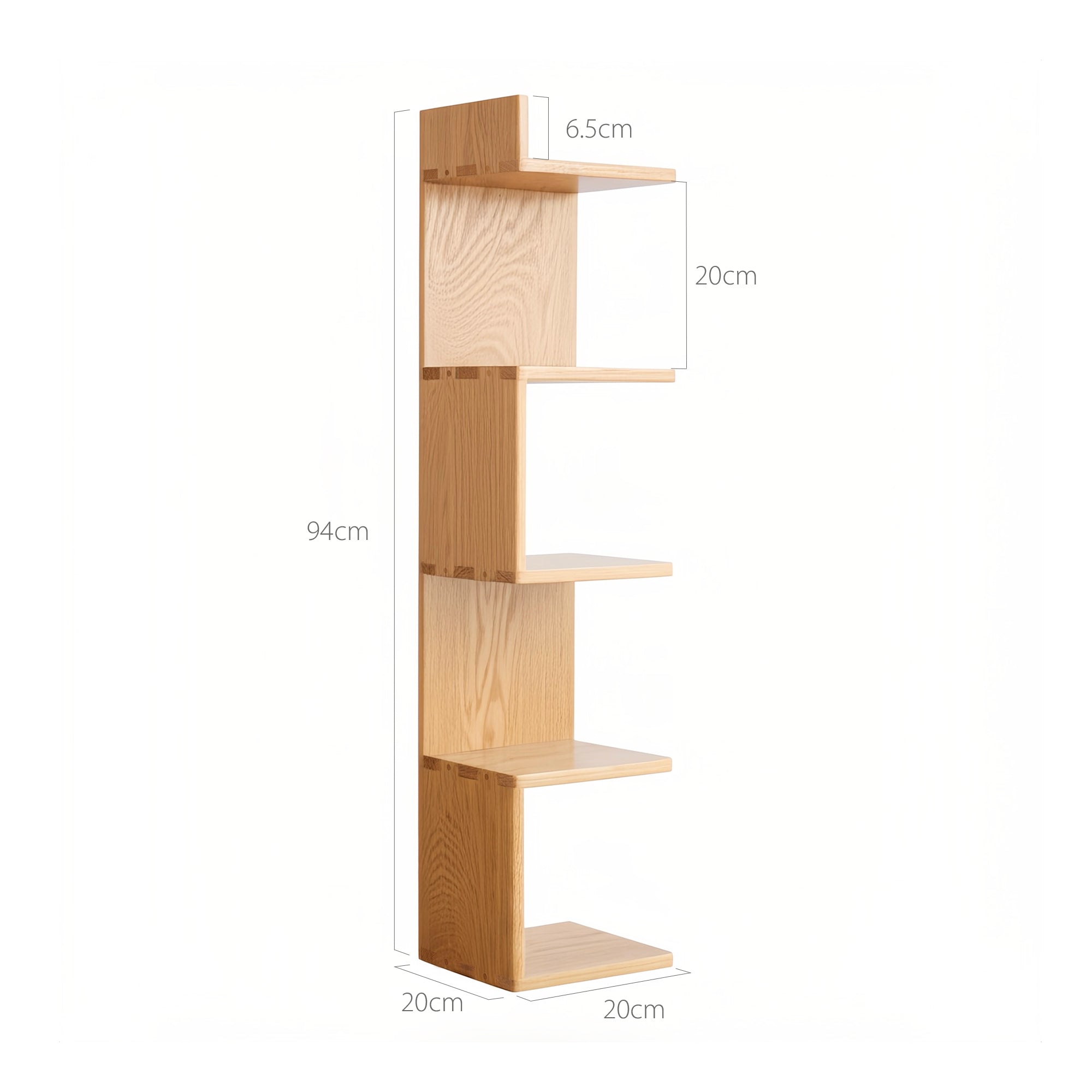 Alta Vertical Solid Oak Wall Shelf