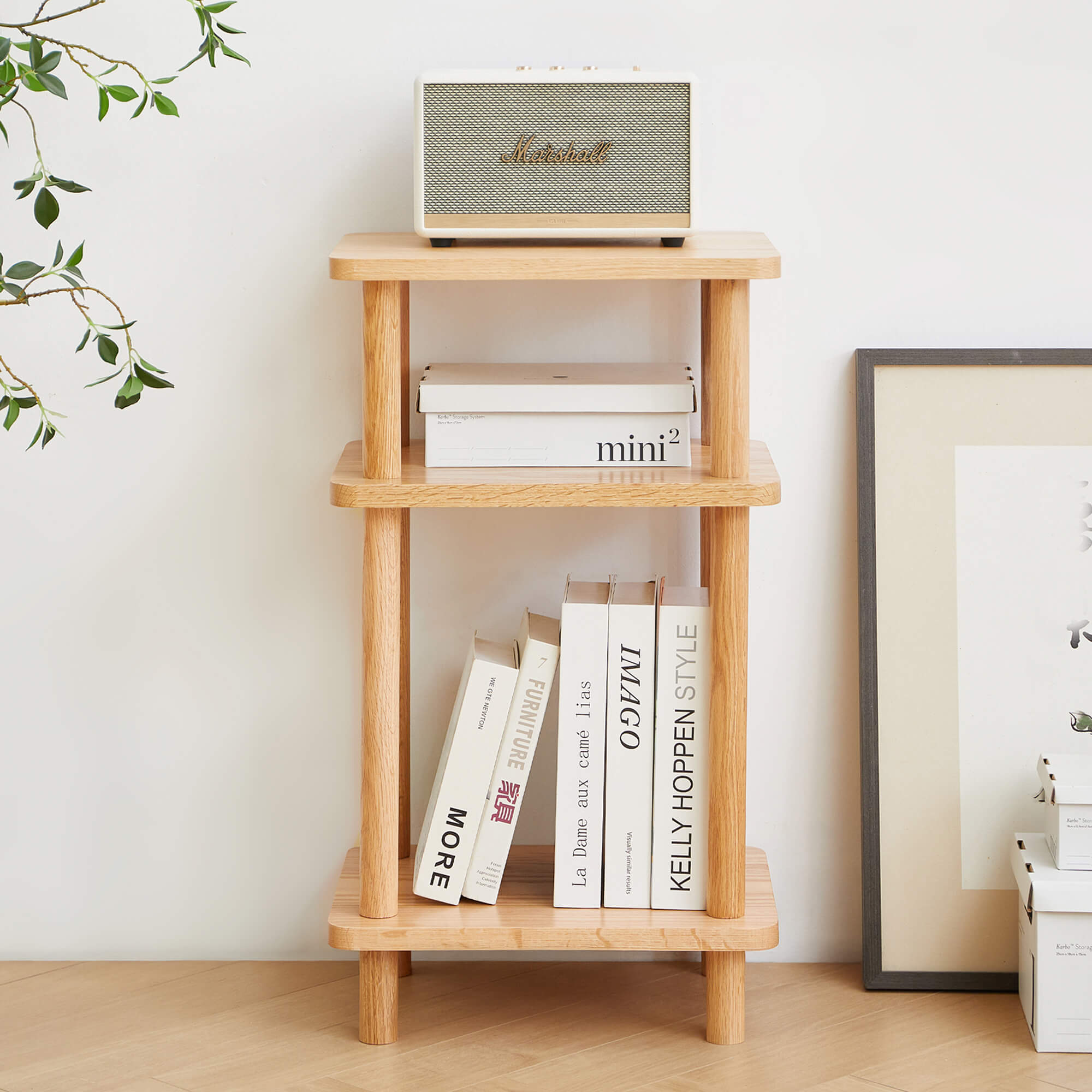 Ribe 3 Tier Solid Oak Tall Display Rack