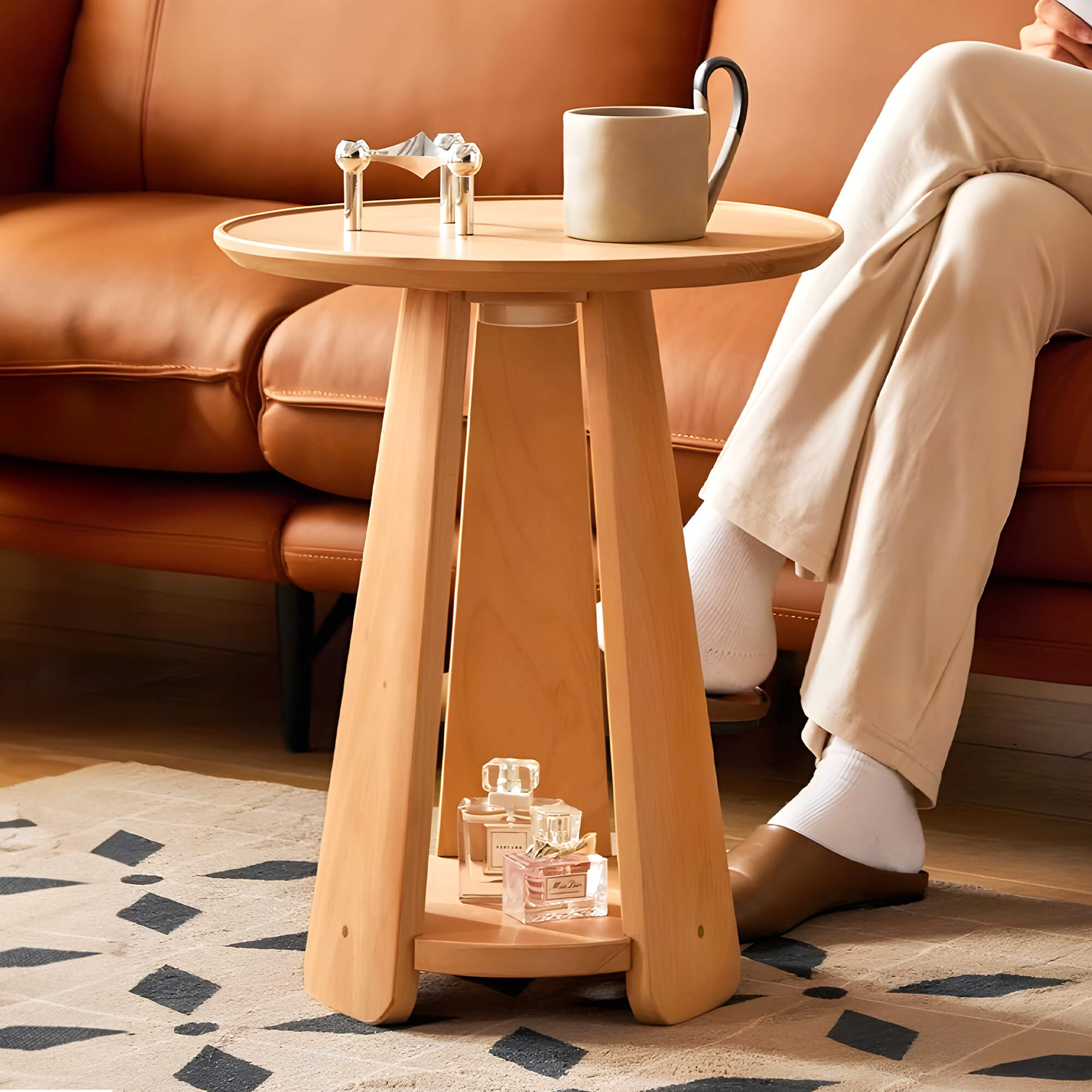 Esbjerg Solid Beechwood Side Table with LED Light