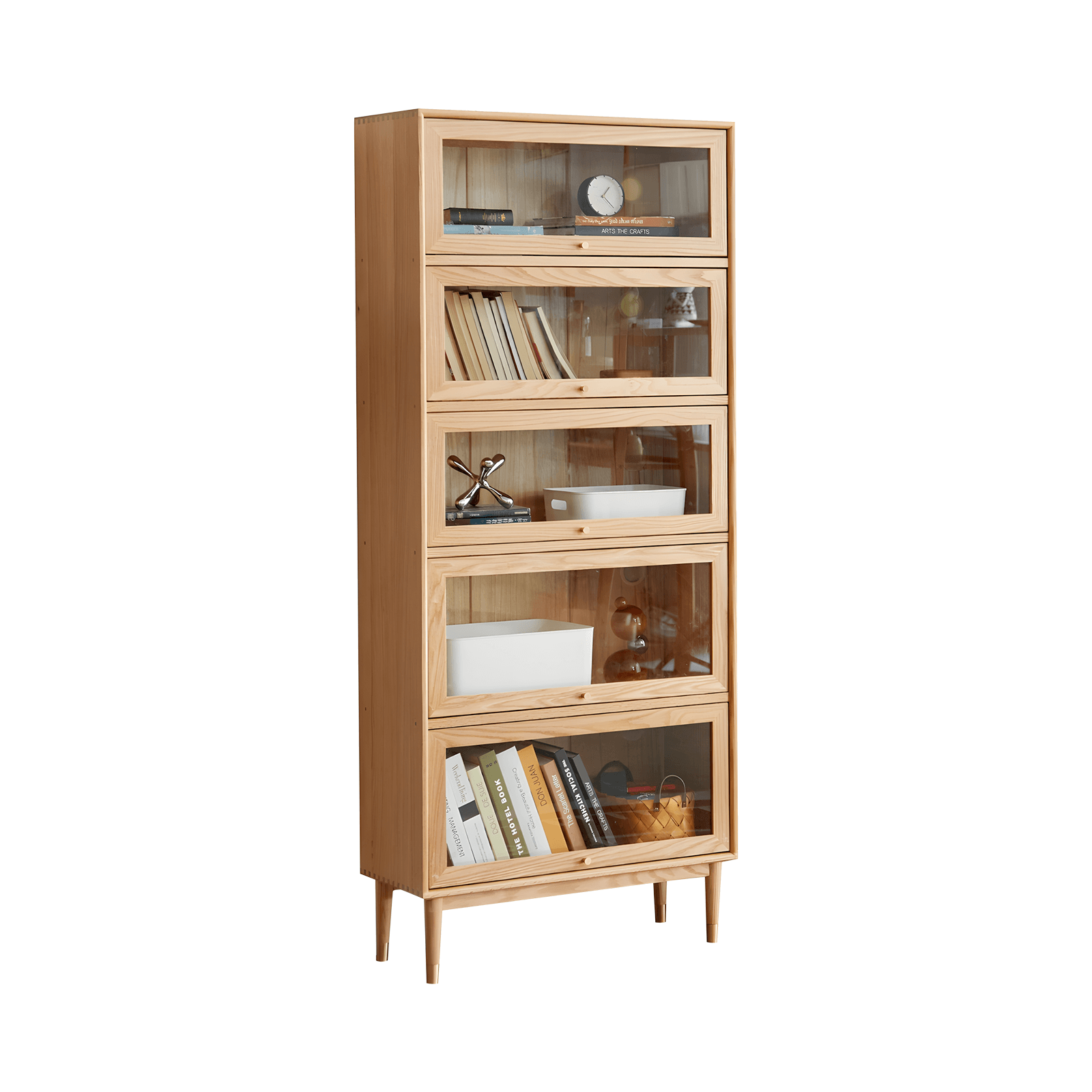 Andaen 5 Shelf Solid Oak Wood Display Cabinet