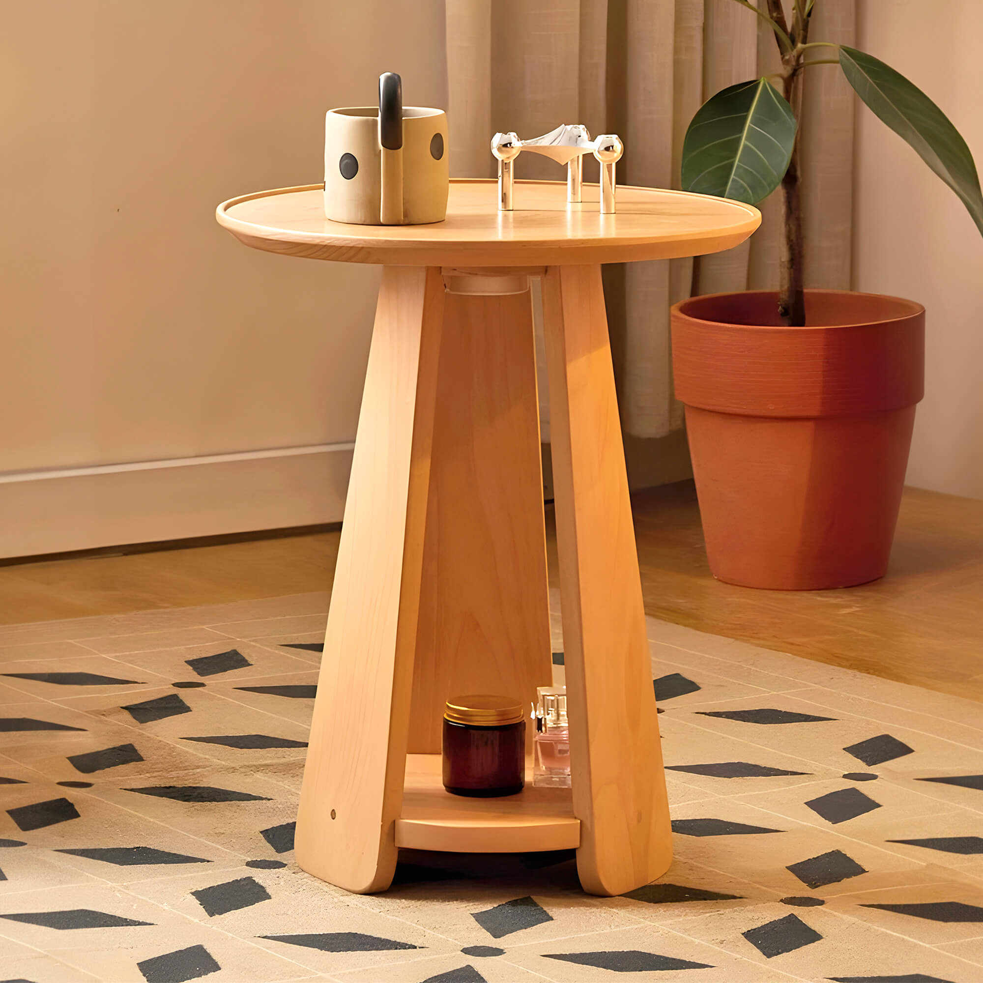 Esbjerg Solid Beechwood Side Table with LED Light