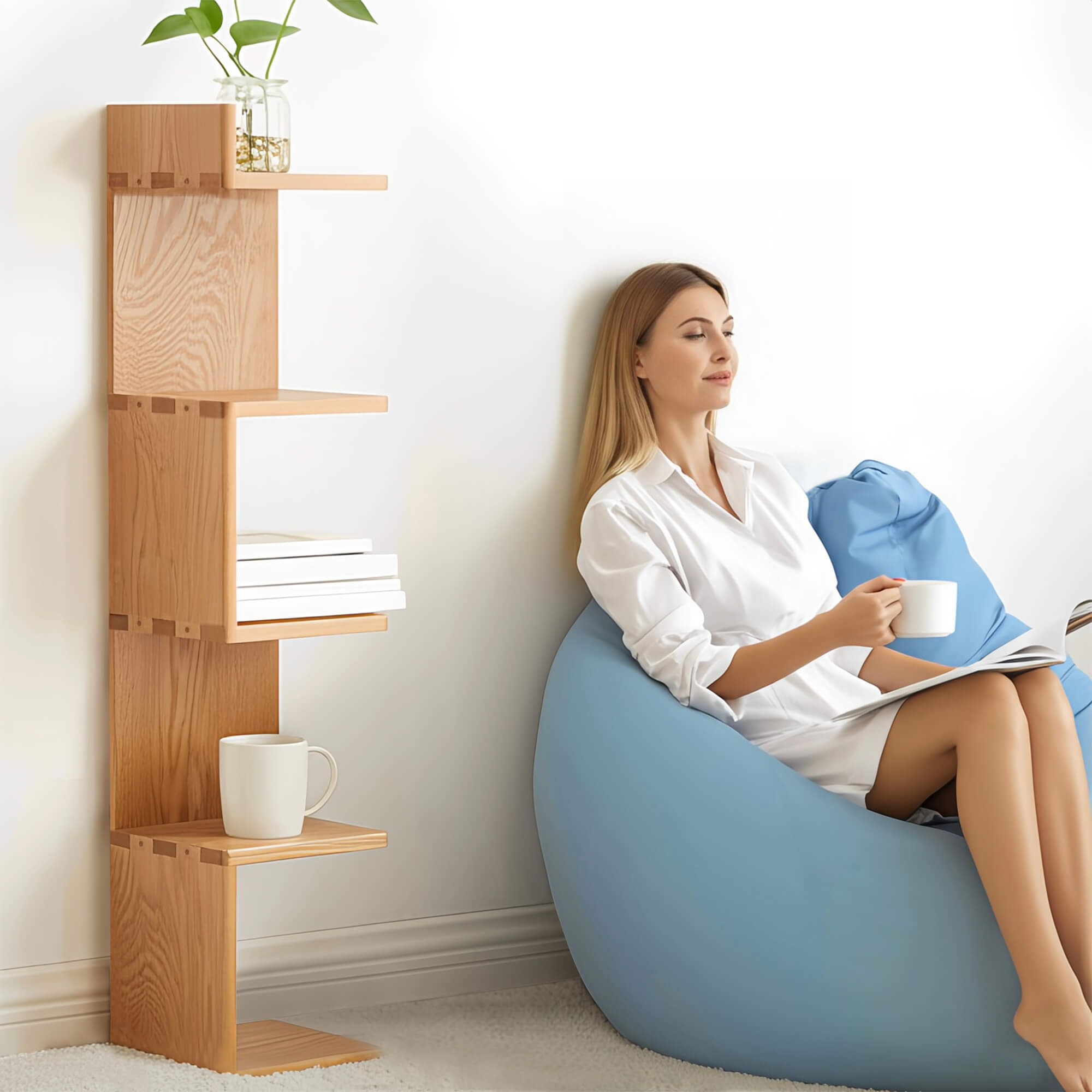 Alta Vertical Solid Oak Wall Shelf