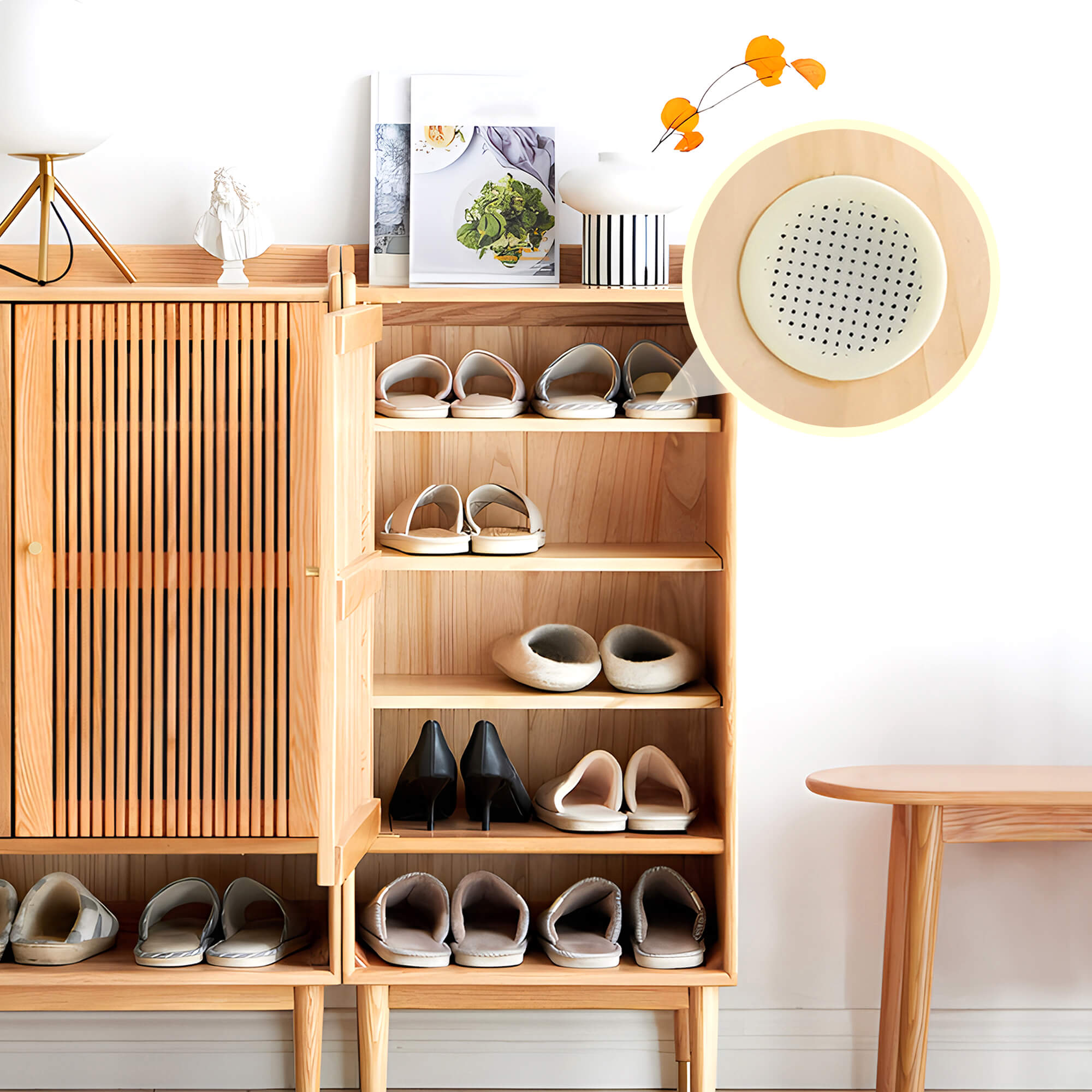 Hamar 5 Layer Solid Oak Wood Shoe Cabinet