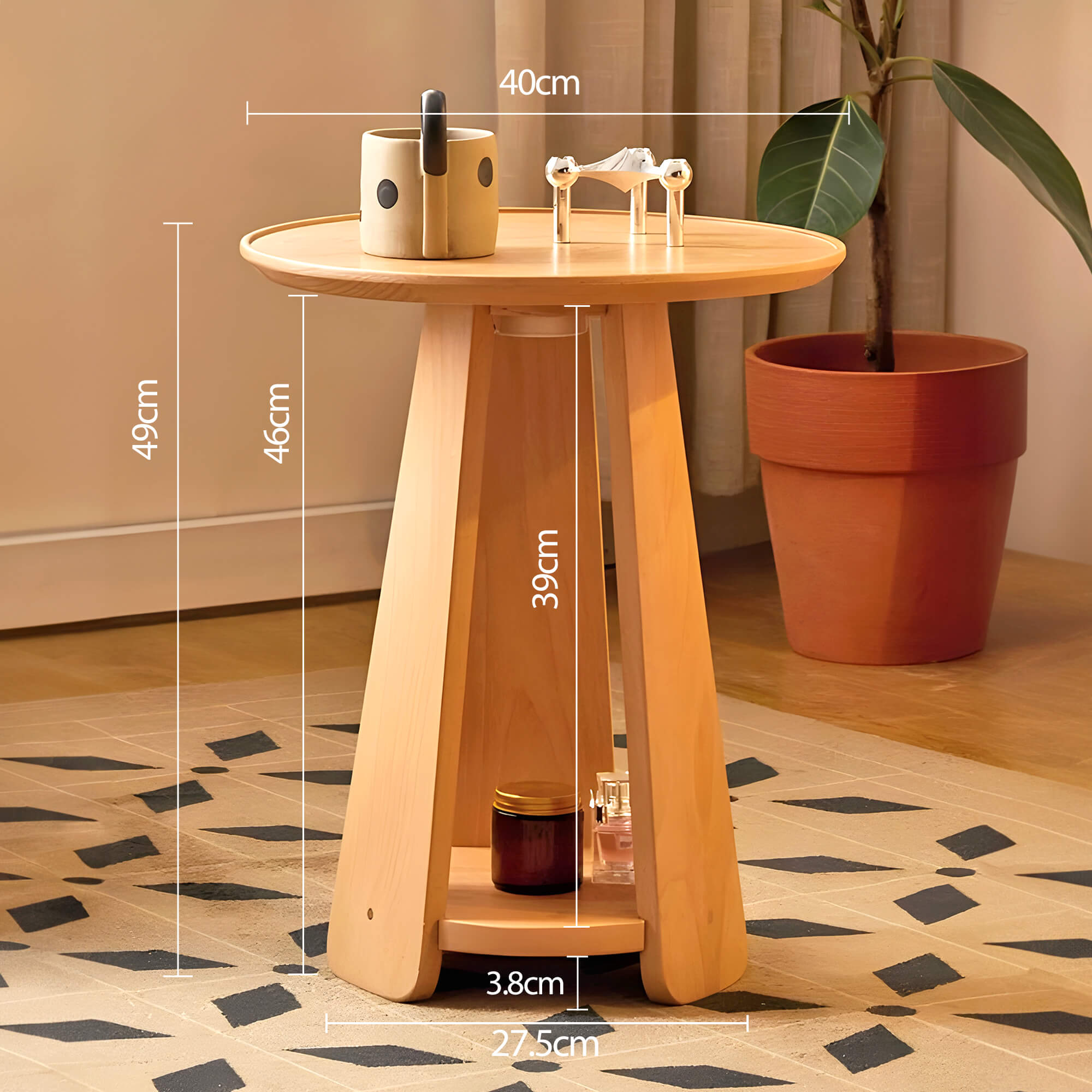 Esbjerg Solid Beechwood Side Table with LED Light