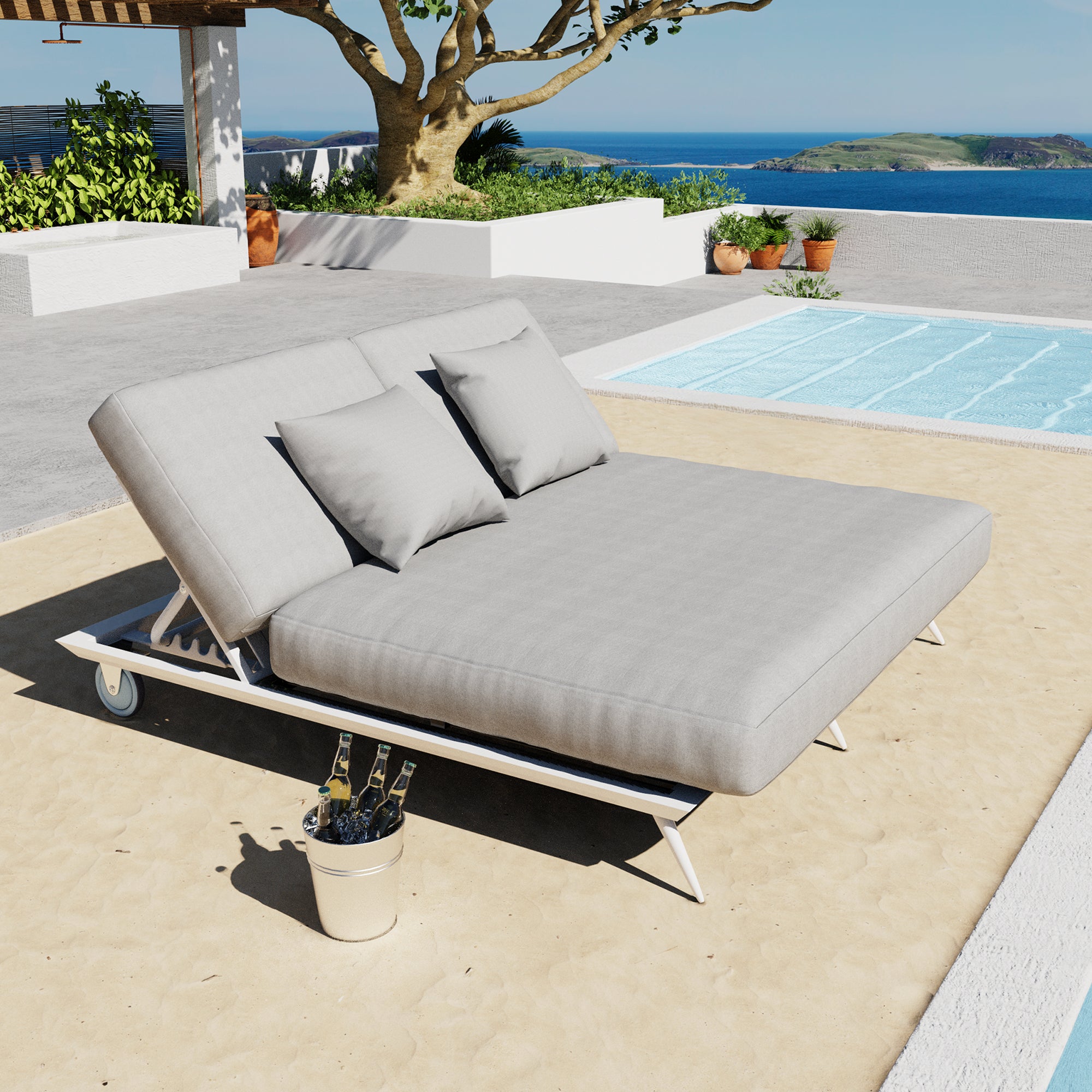 Avenyn Double Grey Reclining Sun Lounger