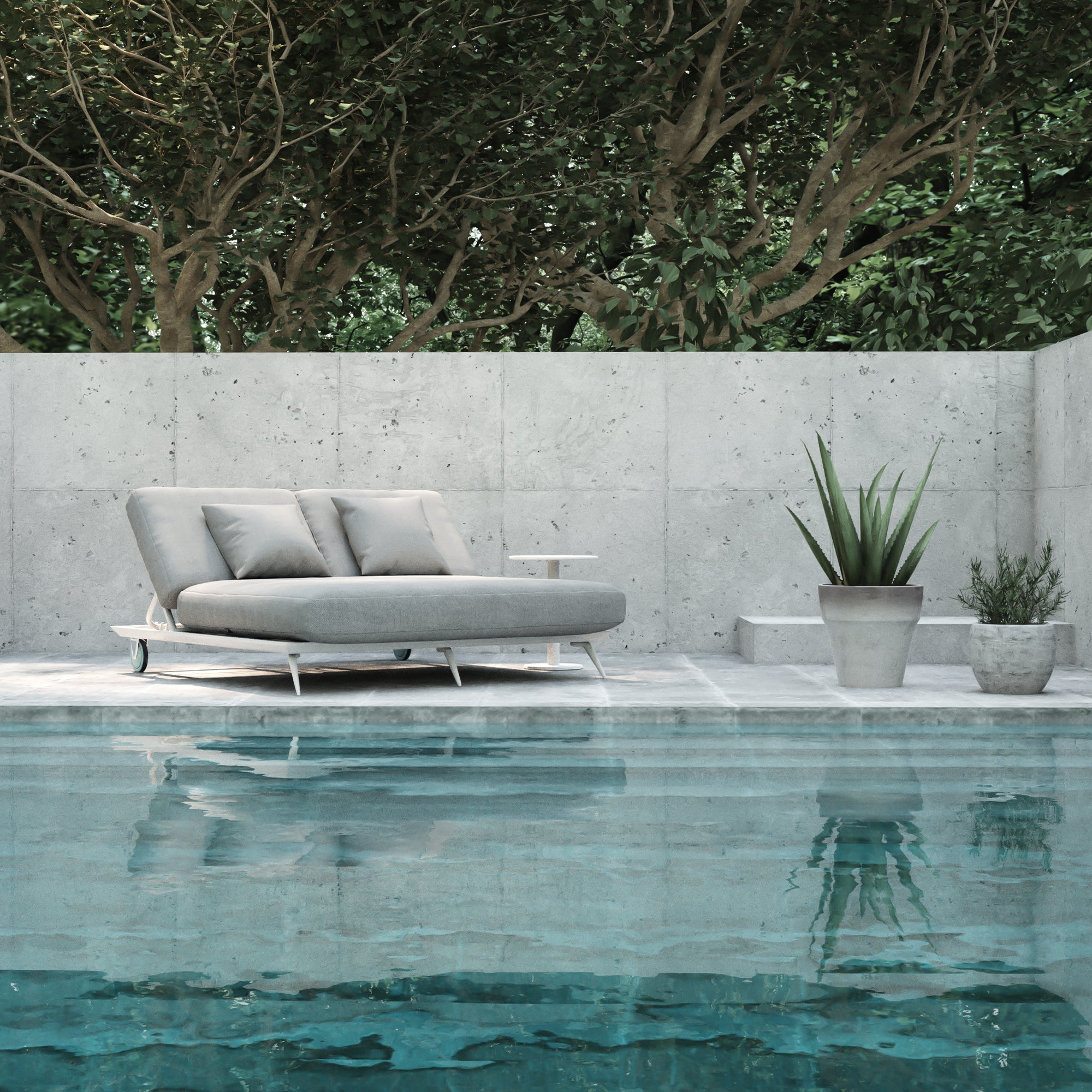 Avenyn Double Grey Reclining Sun Lounger