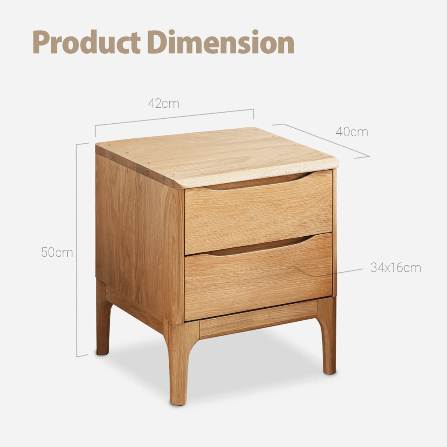 Set of 2 Skive American Oak Wood Bedside Table