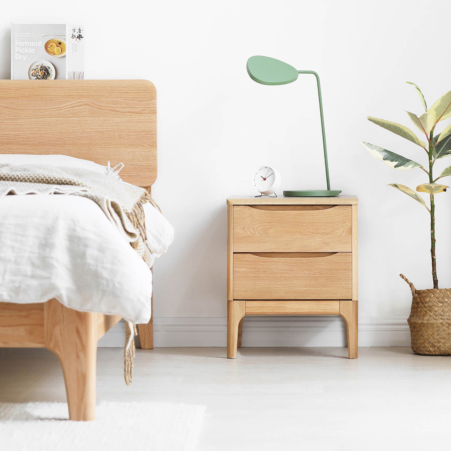 Set of 2 Skive American Oak Wood Bedside Table