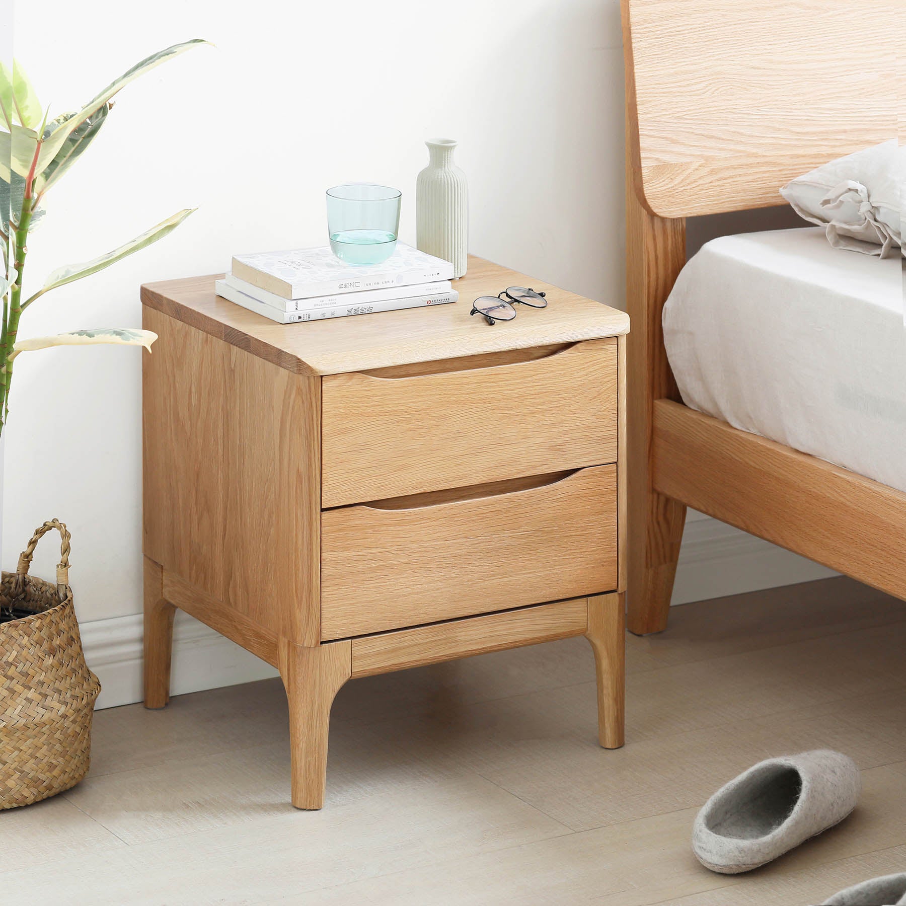 Set of 2 Skive American Oak Wood Bedside Table