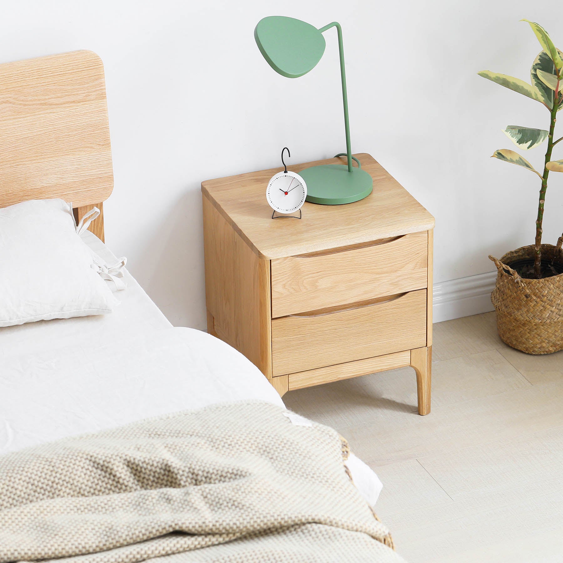 Set of 2 Skive American Oak Wood Bedside Table