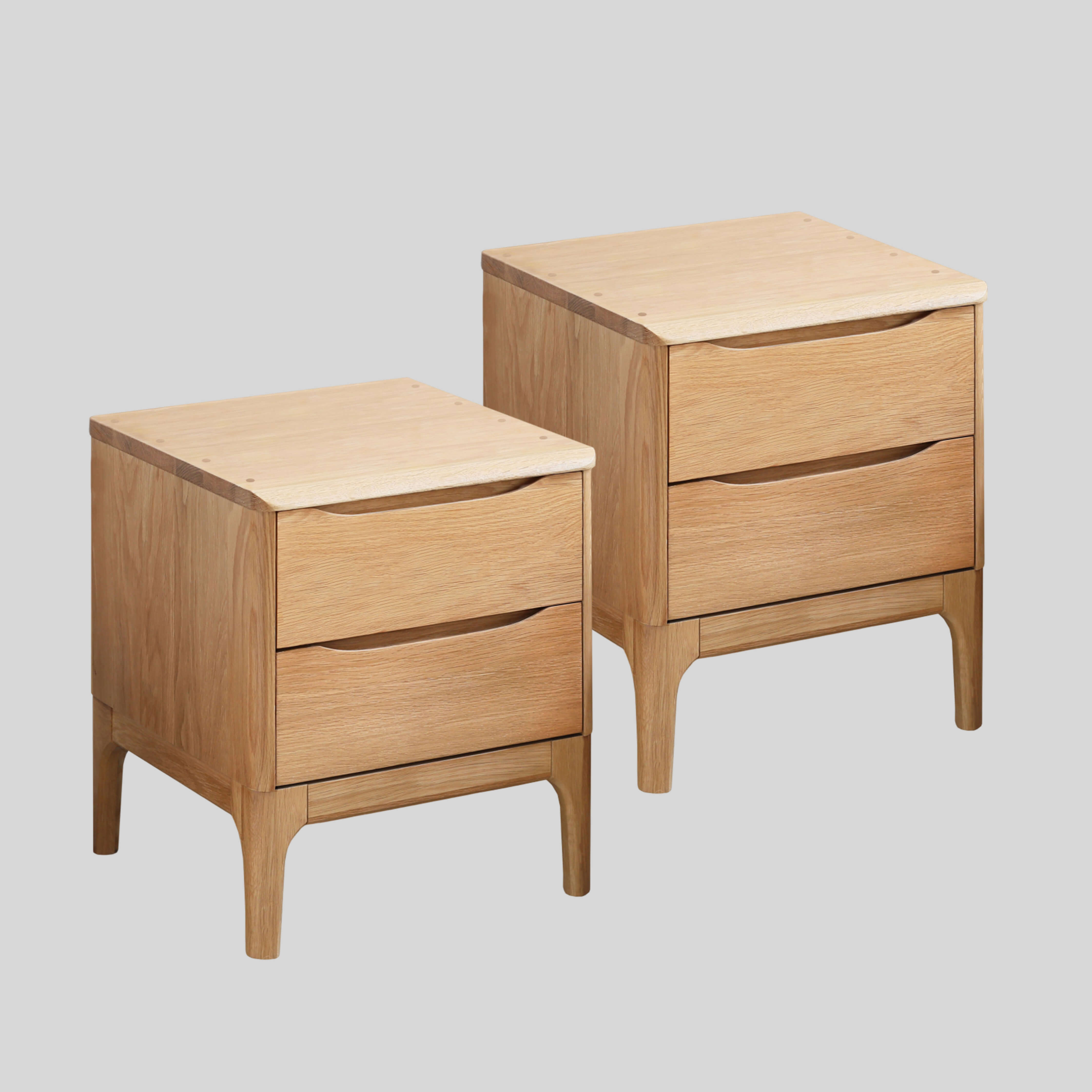 Set of 2 Skive American Oak Wood Bedside Table