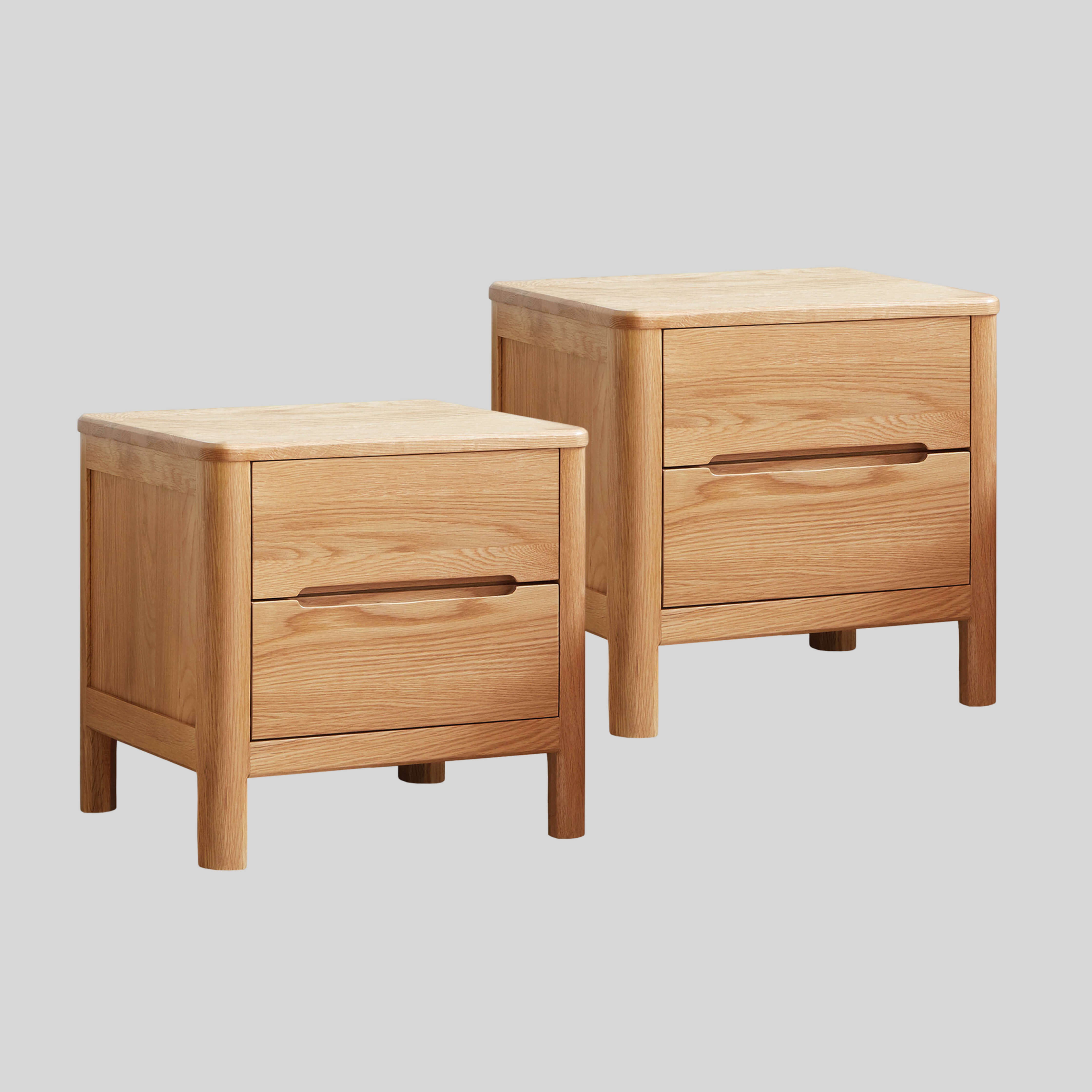 Set of 2 Grenaa Solid Oak Wood Bedside Table