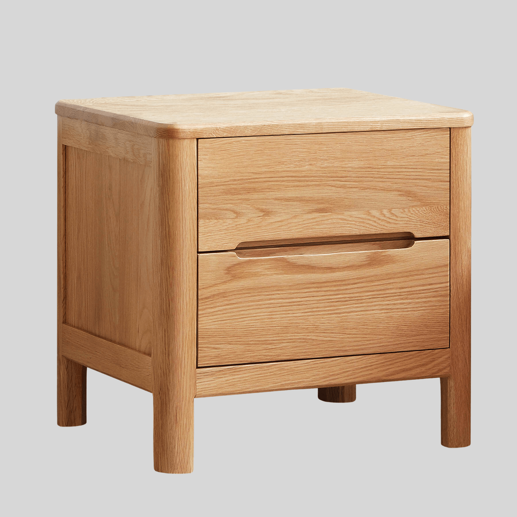Set of 2 Grenaa Solid Oak Wood Bedside Table