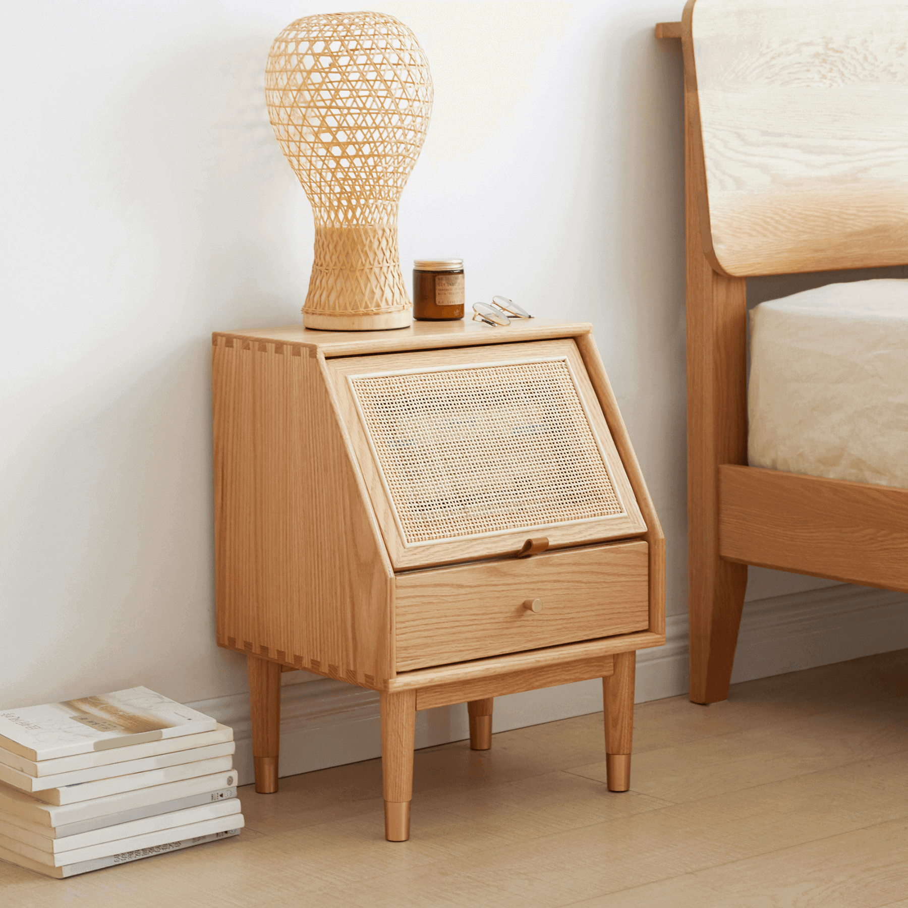 Arhus Solid Oak Wood Bedside Table