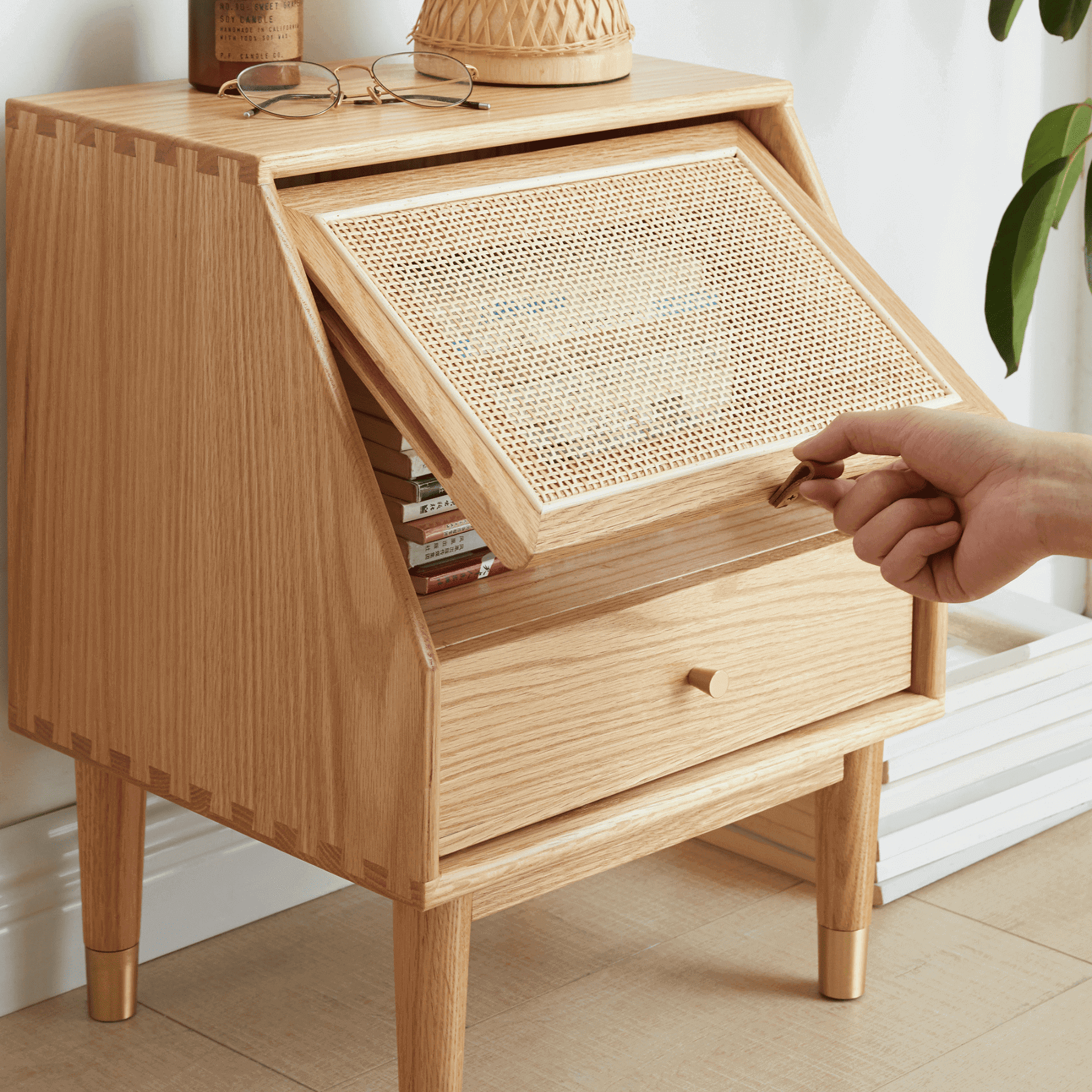 Arhus Solid Oak Wood Bedside Table