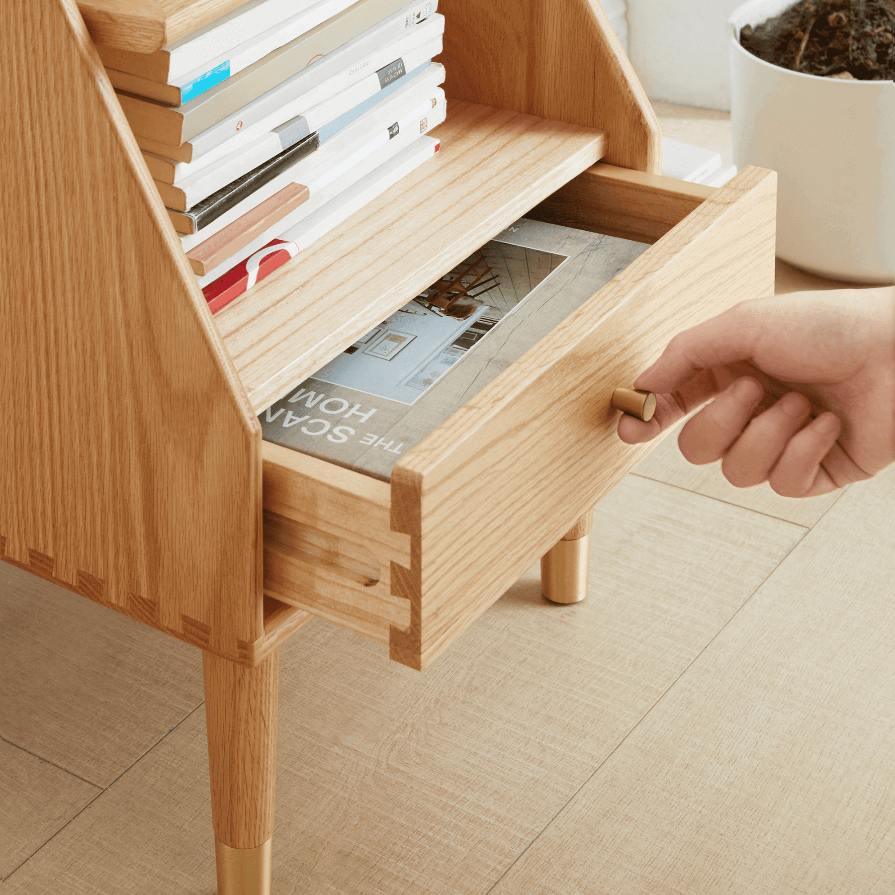 Arhus Solid Oak Wood Bedside Table