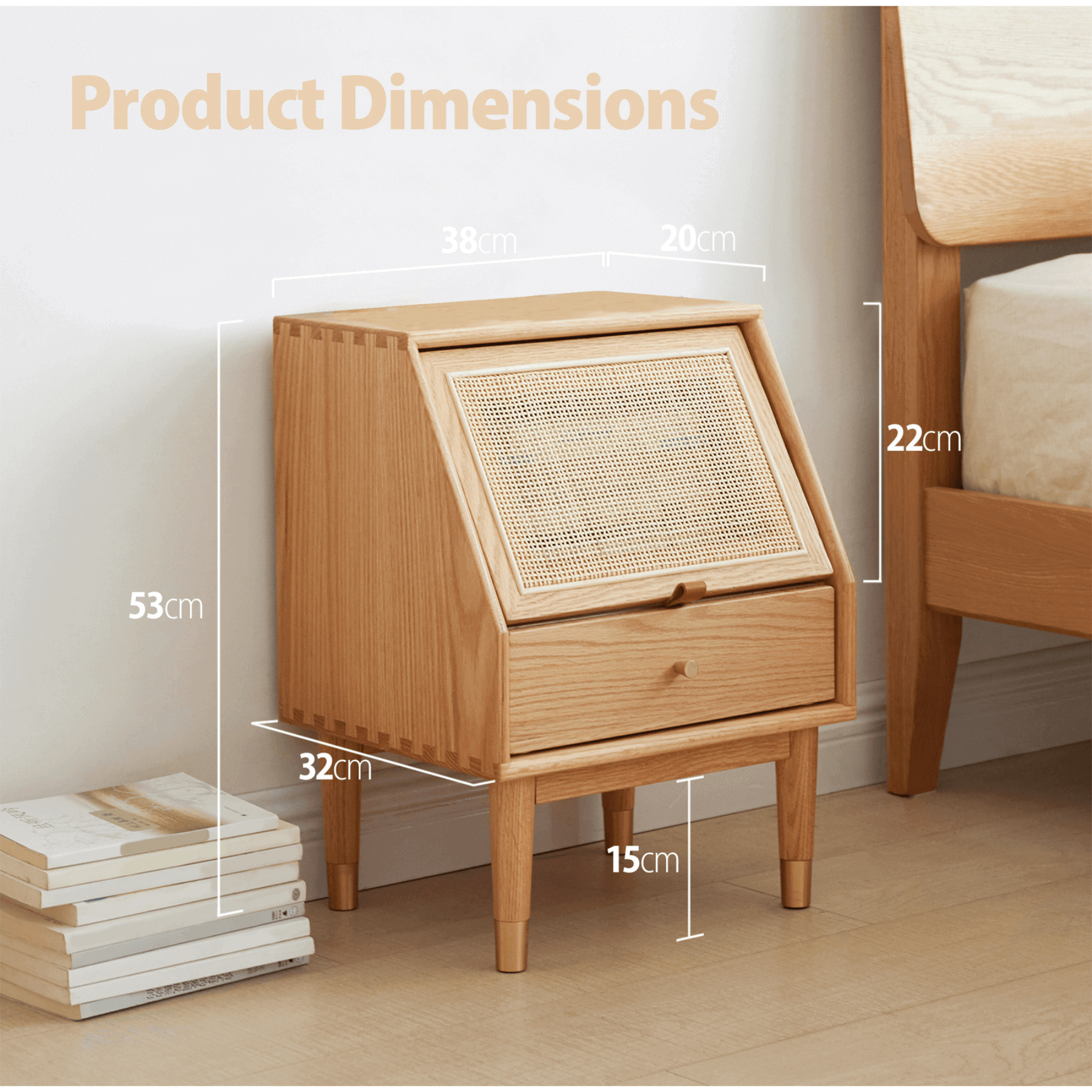 Arhus Solid Oak Wood Bedside Table