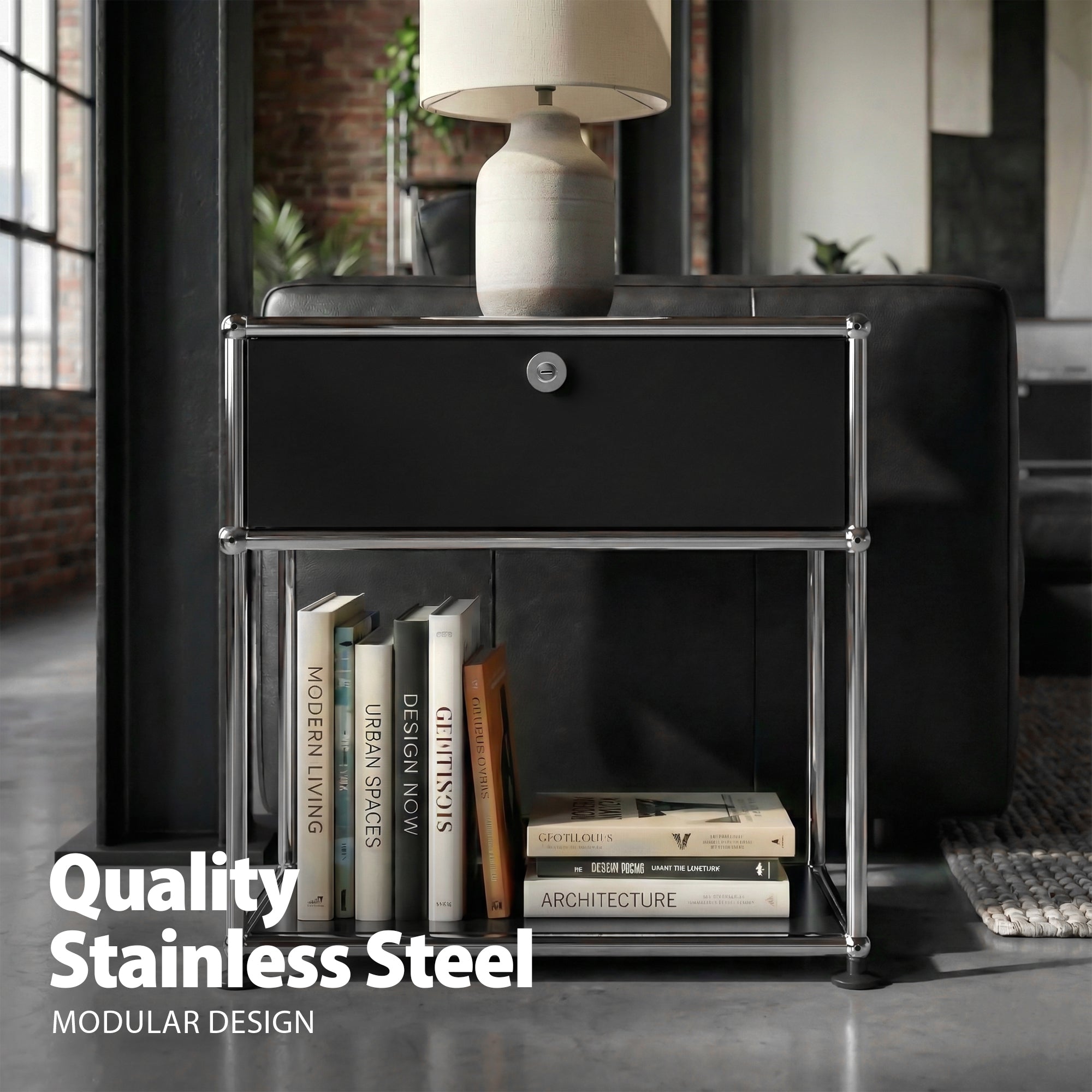 Brædstrup Stainless Steel Bedside Table