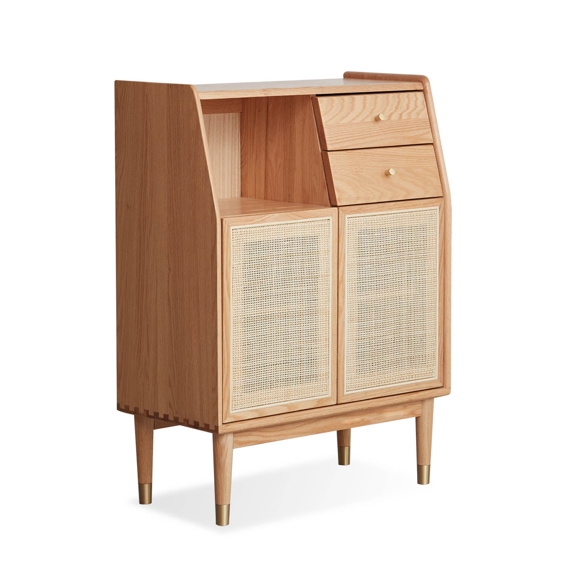 Bredsten Solid Oak Wood & Rattan Sideboard