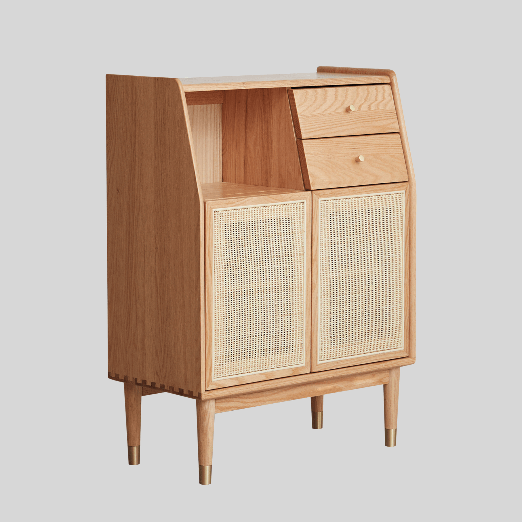 Bredsten Solid Oak Wood & Rattan Sideboard
