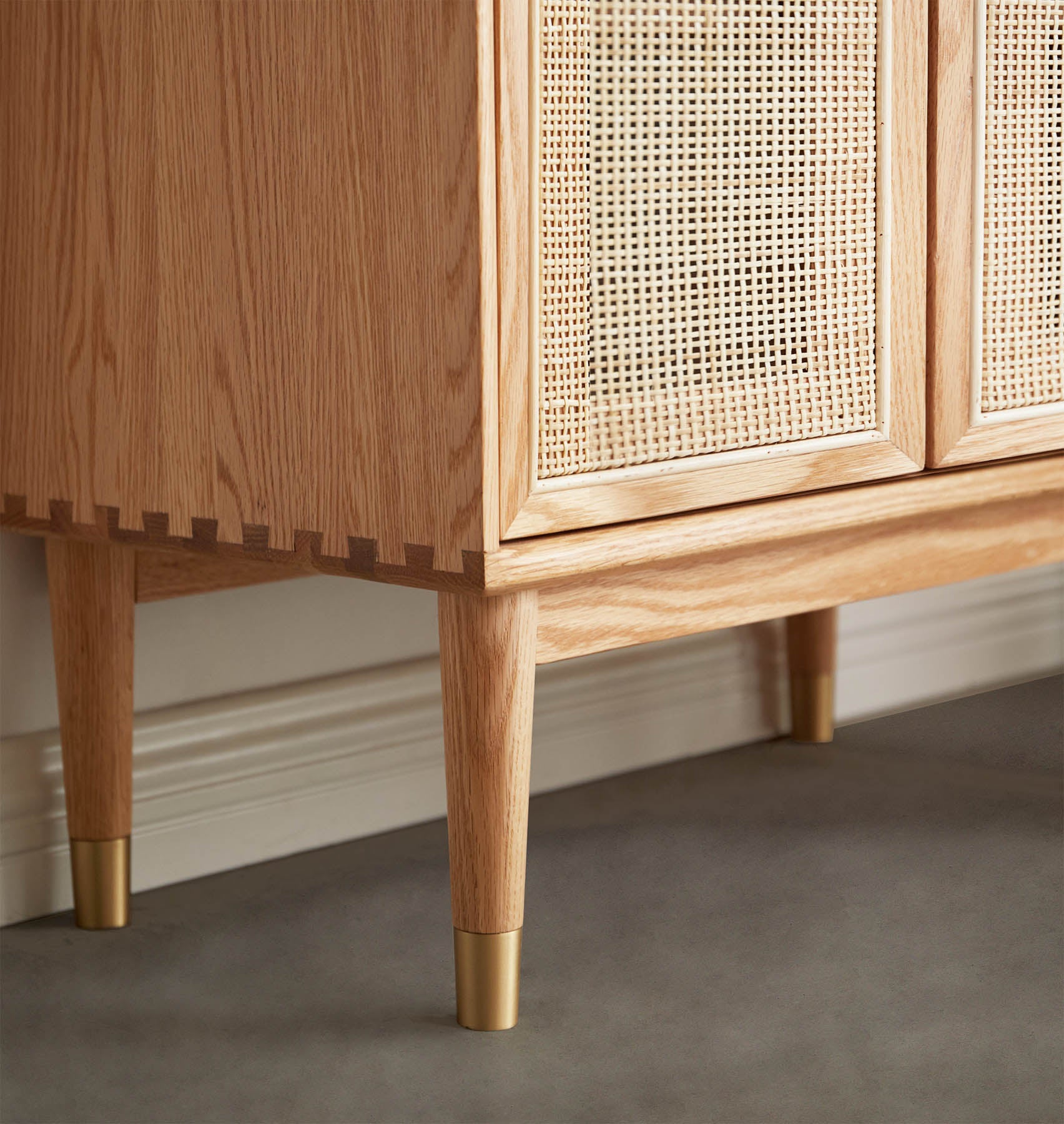 Bredsten Solid Oak Wood & Rattan Sideboard