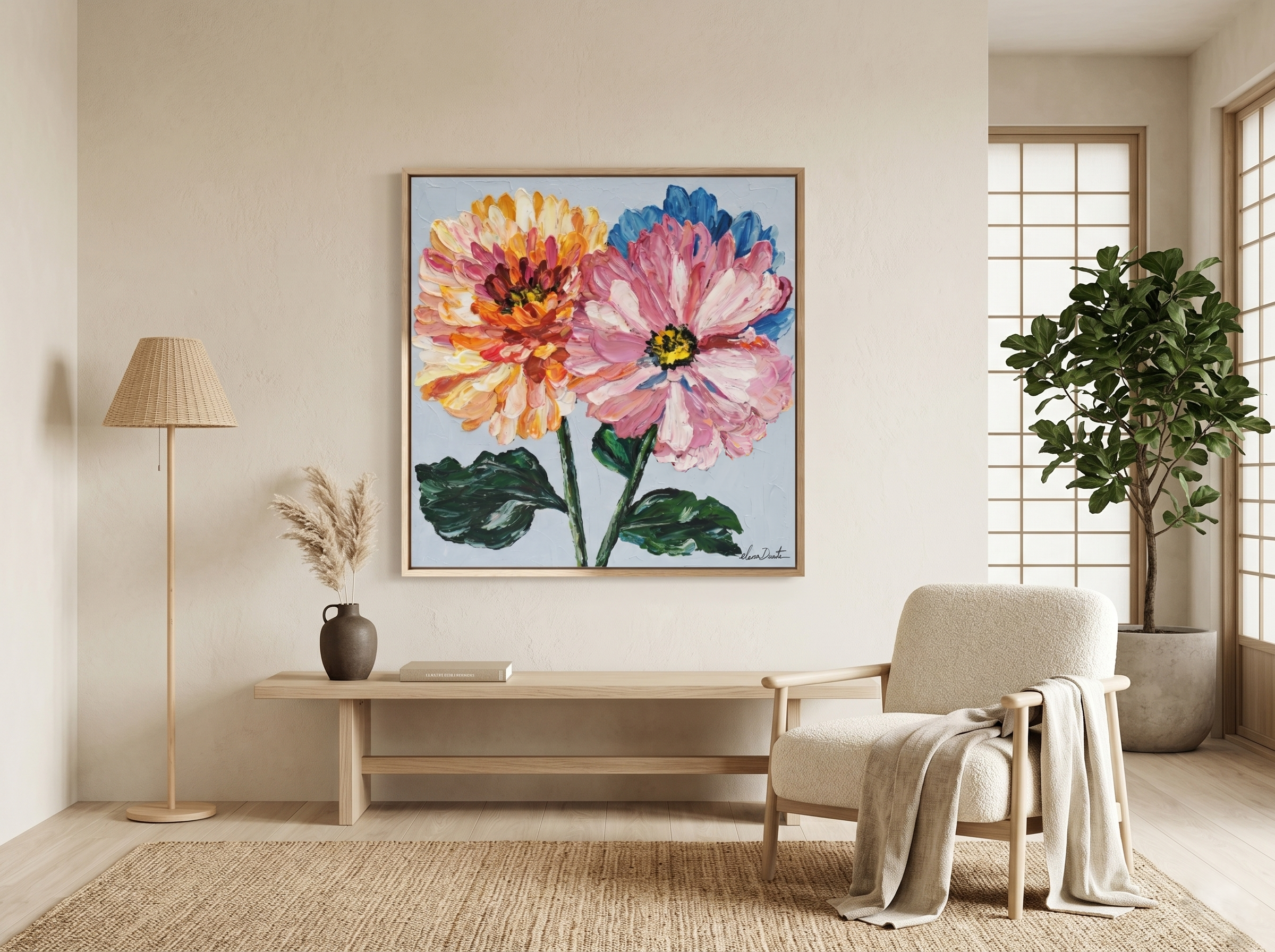 Radiant Duo – Original Impasto Painting by Elena Duarte