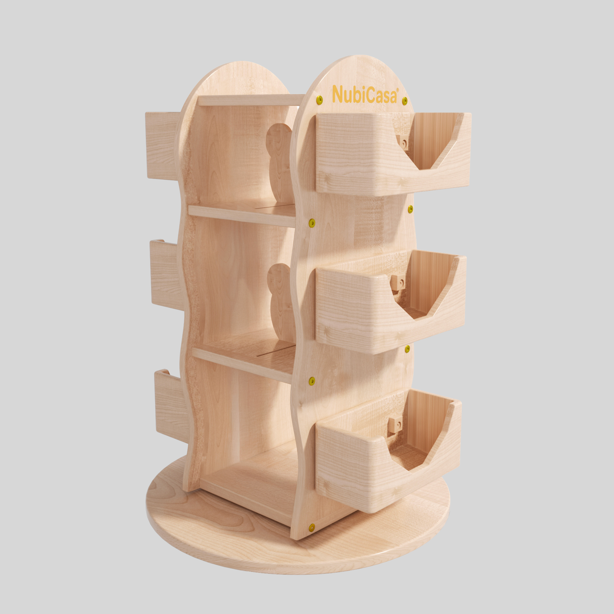 Hornsgatan Rotating Solid Rubber Wood Bookshelf
