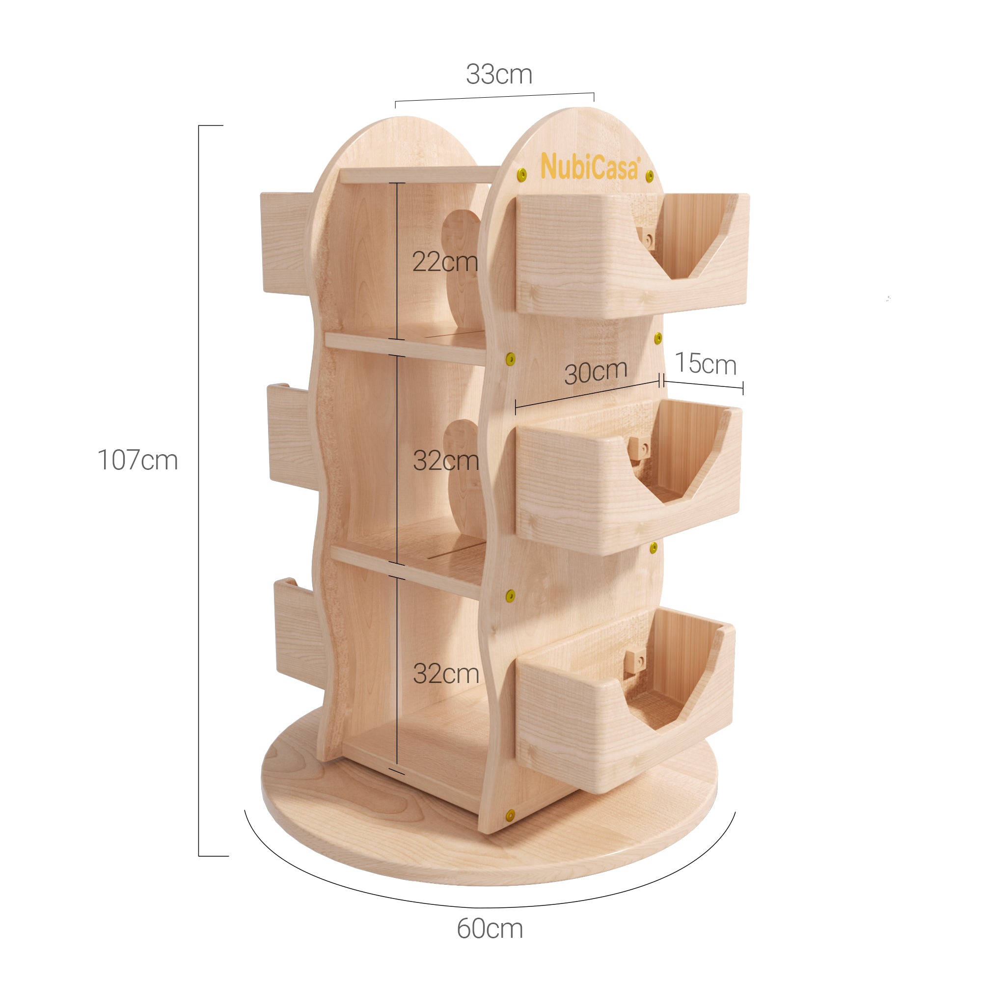 Hornsgatan Rotating Solid Rubber Wood Bookshelf