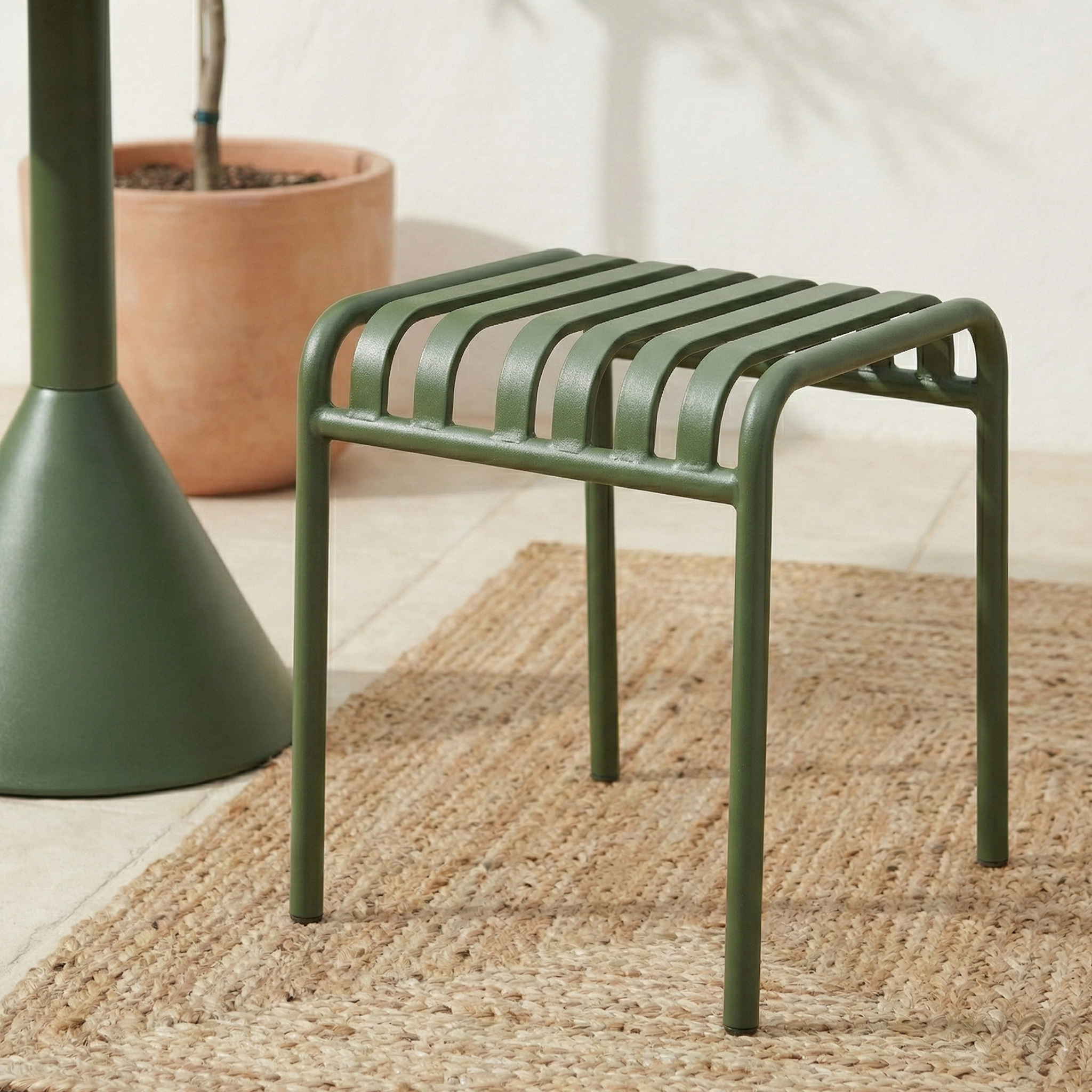 Ishøj Replica Hay Palissade Cone Table & 2 Low Stools Set