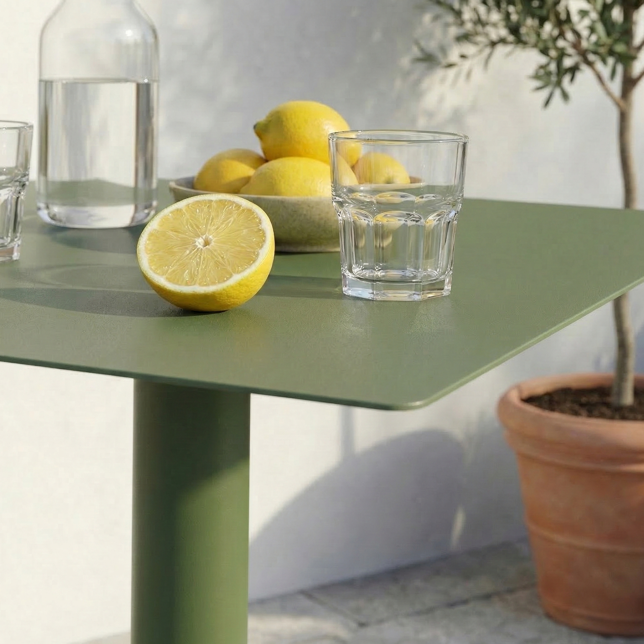Ishøj Replica Hay Palissade Cone Table & 2 Low Stools Set