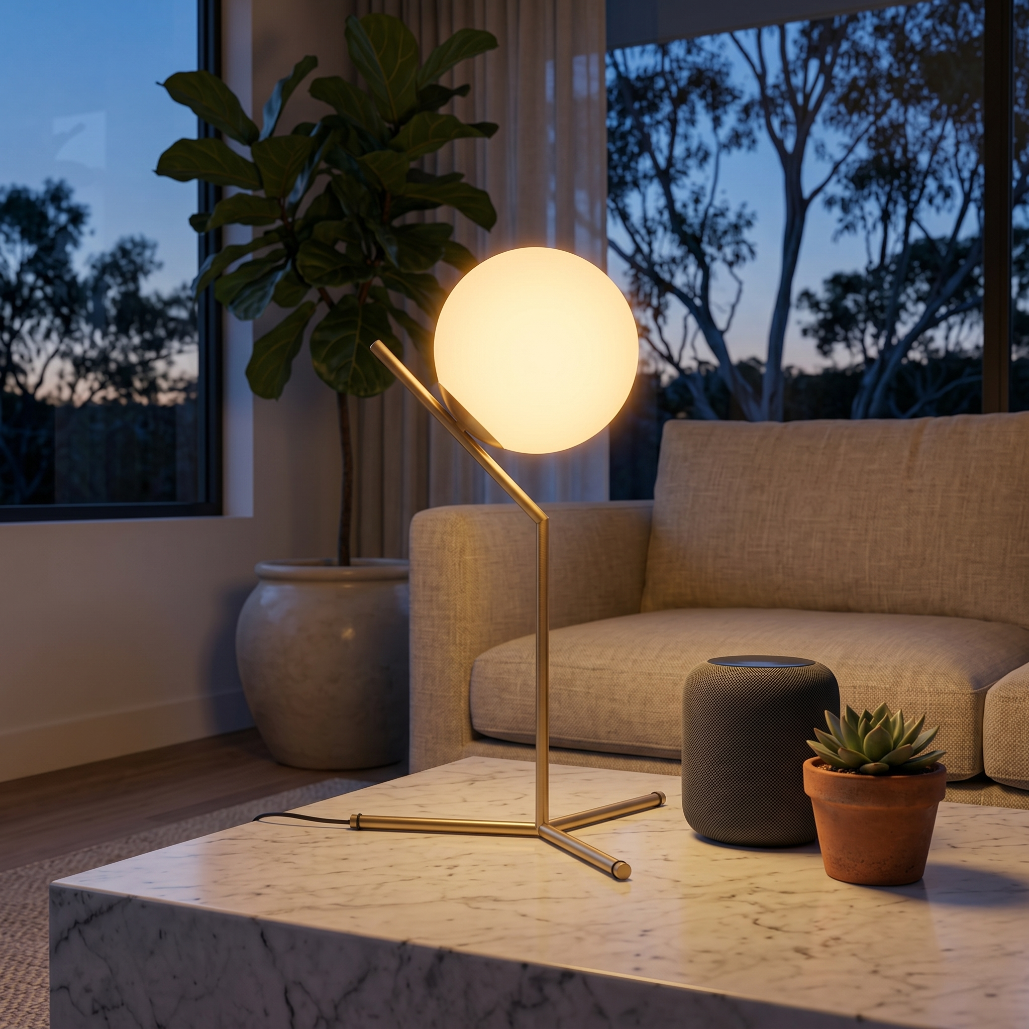 Jessheim Glass Globe Table Lamp - Gold