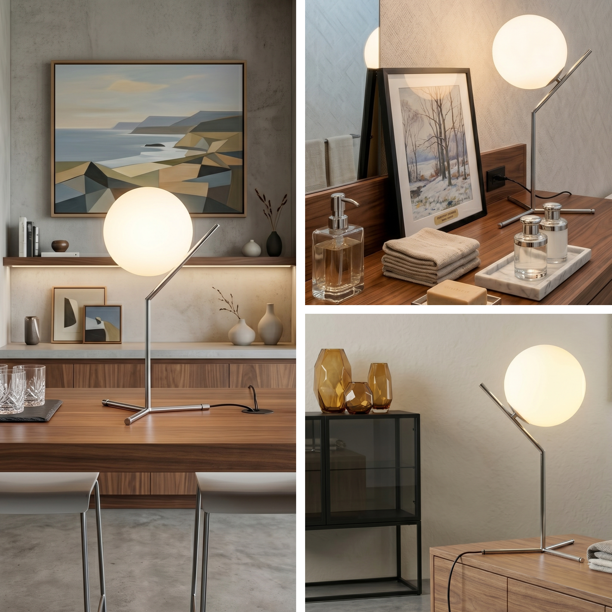 Jessheim Glass Globe Table Lamp - Silver